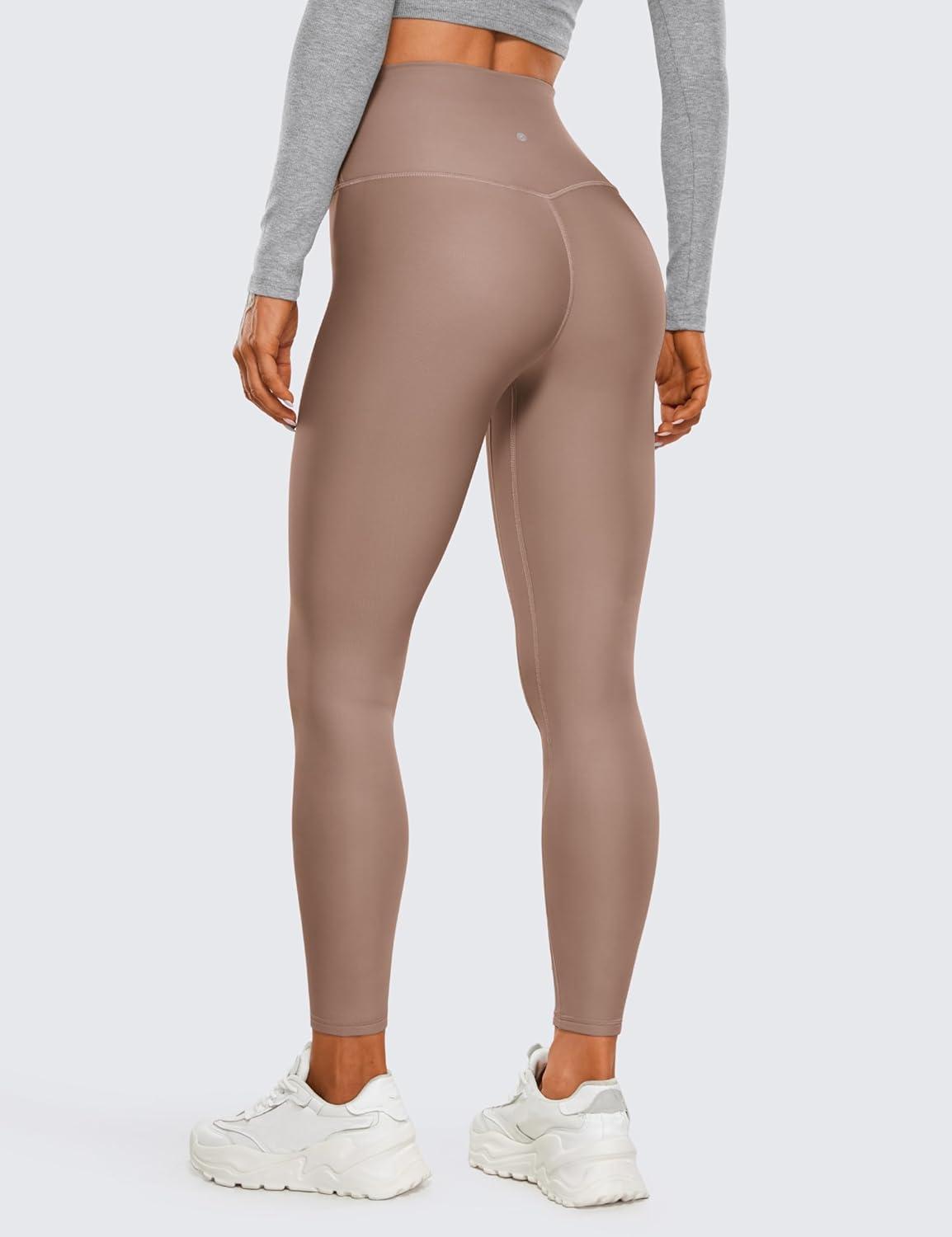 imageCRZ YOGA Fleece Lined Leggings 25 Thermal Casual Lounge Workout Womens Yoga High Waisted Pants Winter WarmBrown Purple