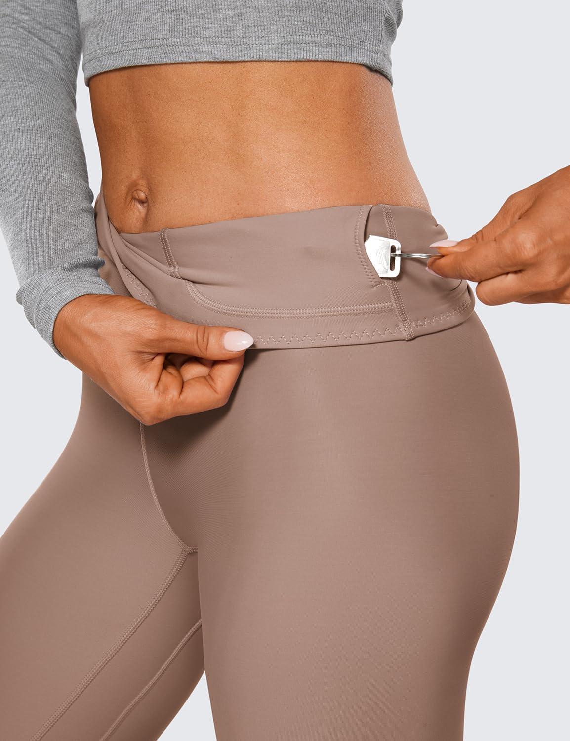 imageCRZ YOGA Fleece Lined Leggings 25 Thermal Casual Lounge Workout Womens Yoga High Waisted Pants Winter WarmBrown Purple