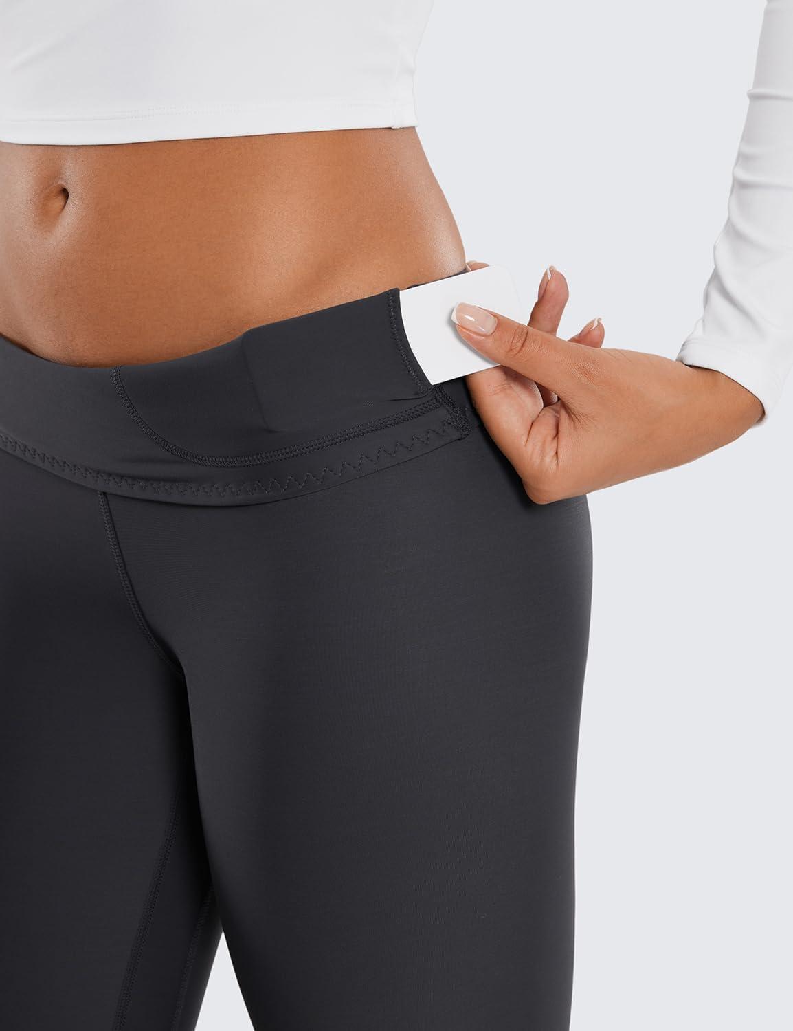 imageCRZ YOGA Fleece Lined Leggings 25 Thermal Casual Lounge Workout Womens Yoga High Waisted Pants Winter WarmMysterious Grey