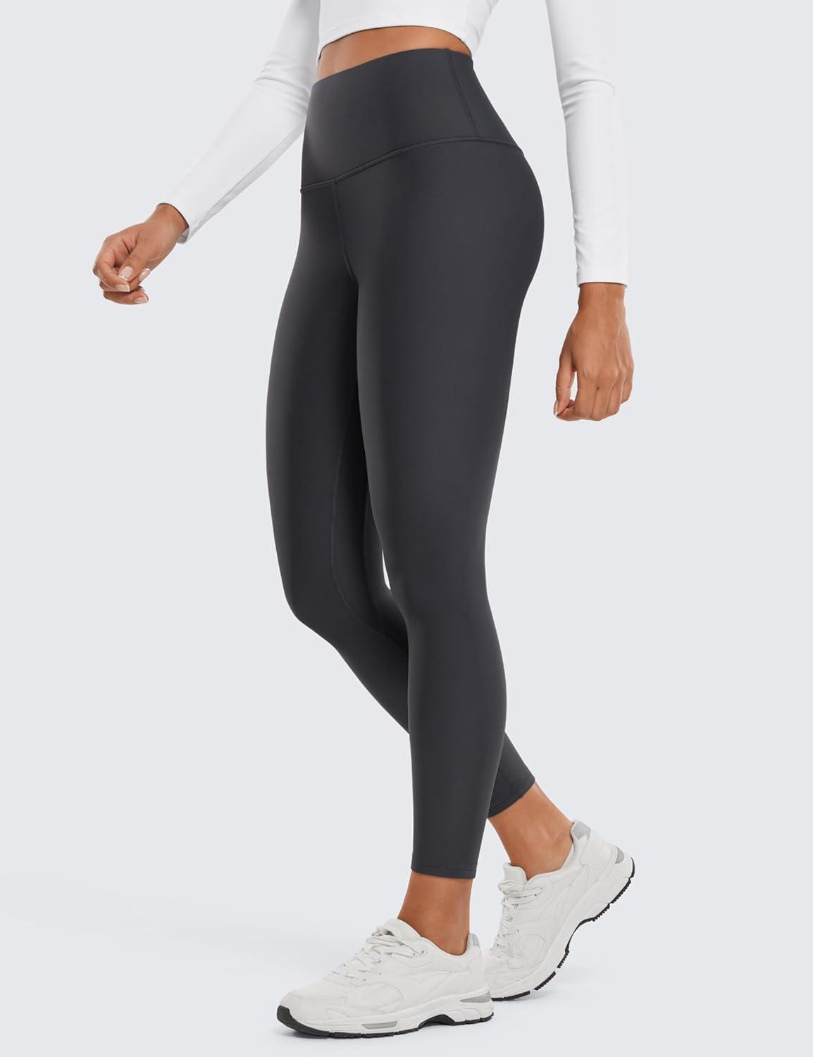 imageCRZ YOGA Fleece Lined Leggings 25 Thermal Casual Lounge Workout Womens Yoga High Waisted Pants Winter WarmMysterious Grey