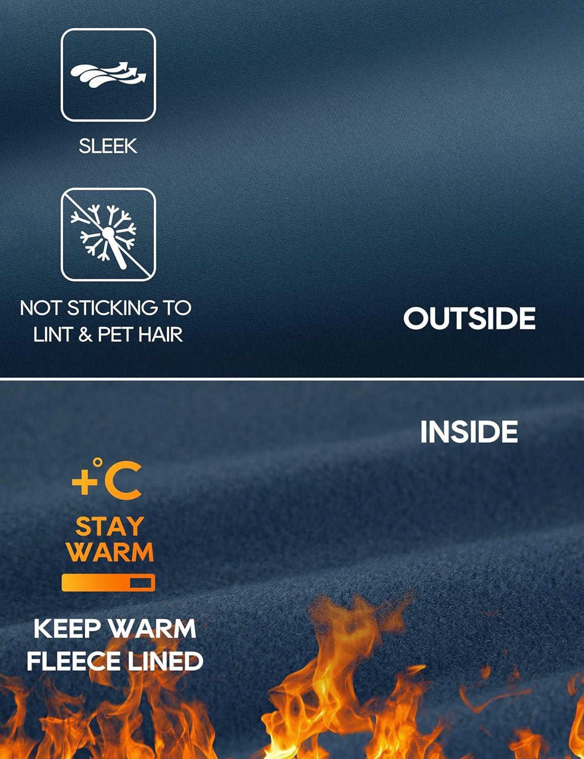 imageCRZ YOGA Fleece Lined Leggings 28 Thermal Casual Lounge Workout Yoga Womens Full Length Pants Winter WarmFrench Navy