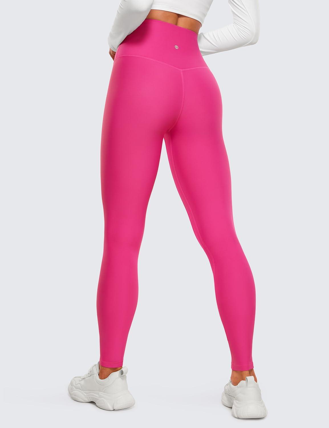 imageCRZ YOGA Fleece Lined Leggings 28 Thermal Casual Lounge Workout Yoga Womens Full Length Pants Winter WarmGranita Pink