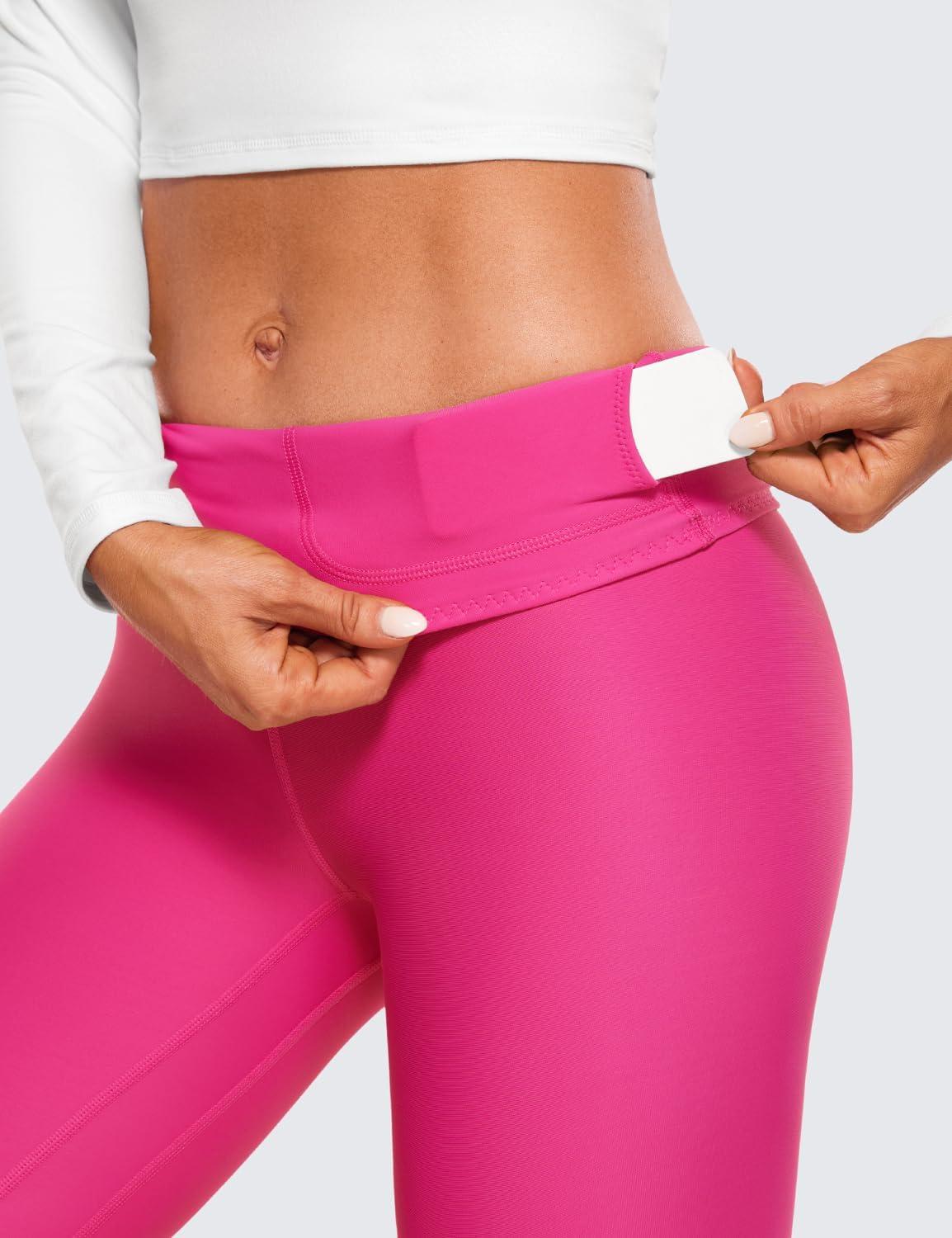 imageCRZ YOGA Fleece Lined Leggings 28 Thermal Casual Lounge Workout Yoga Womens Full Length Pants Winter WarmGranita Pink