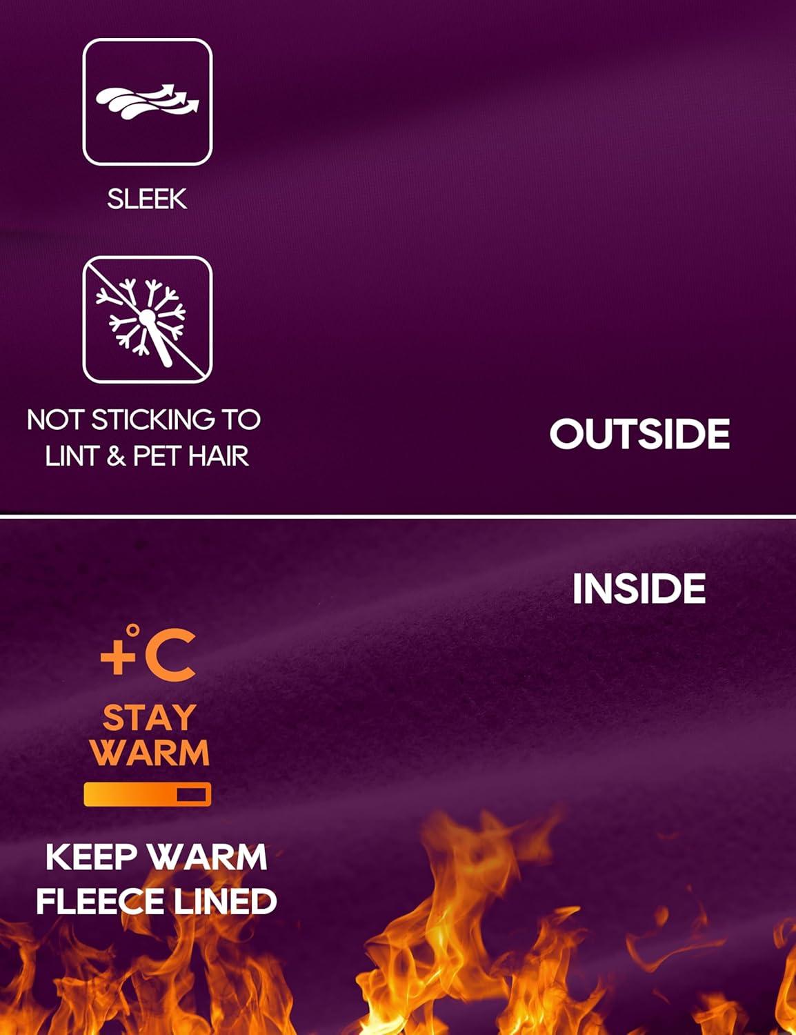 imageCRZ YOGA Fleece Lined Leggings 28 Thermal Casual Lounge Workout Yoga Womens Full Length Pants Winter WarmPlum Magenta