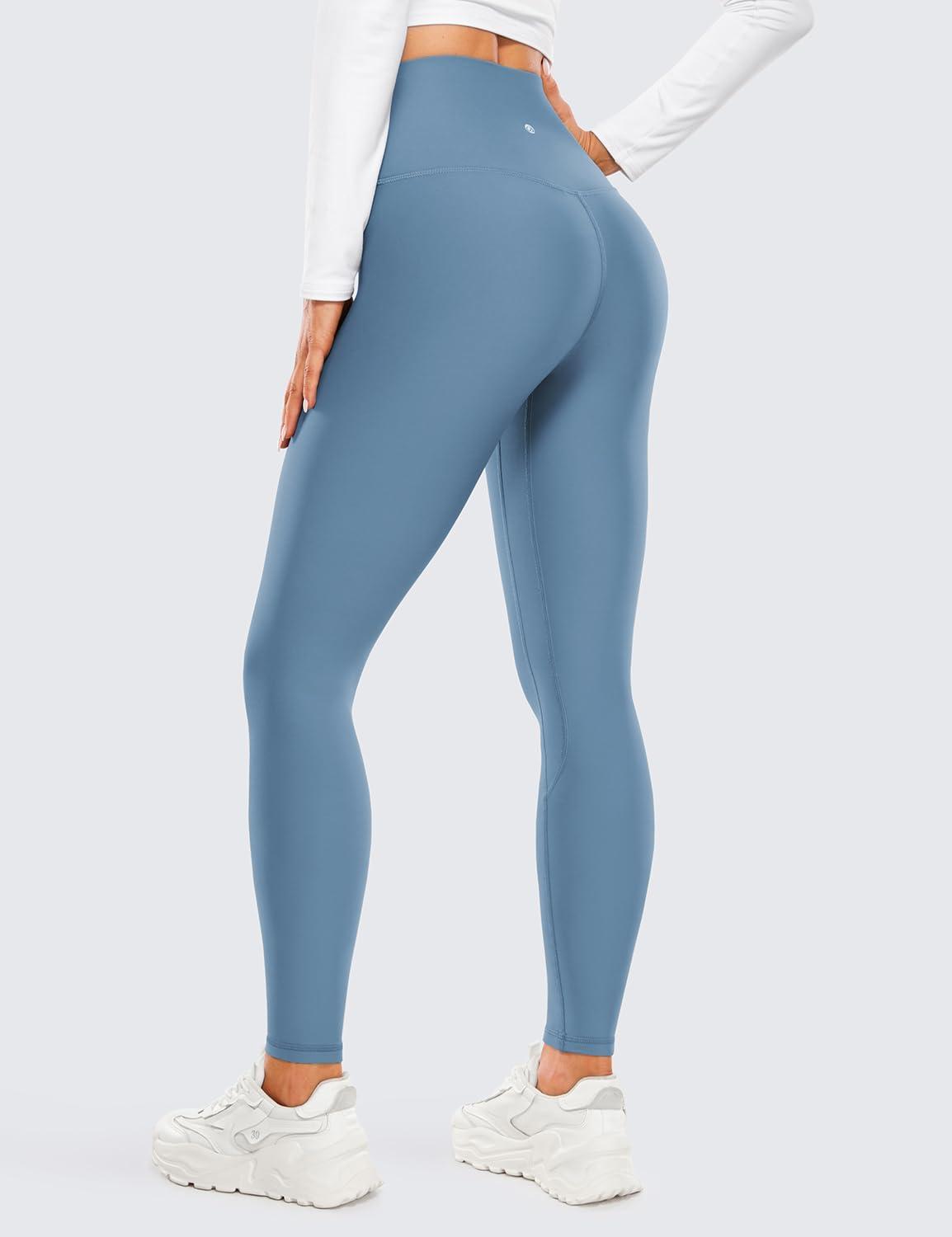 imageCRZ YOGA Fleece Lined Leggings 28 Thermal Casual Lounge Workout Yoga Womens Full Length Pants Winter WarmUniverse Blue