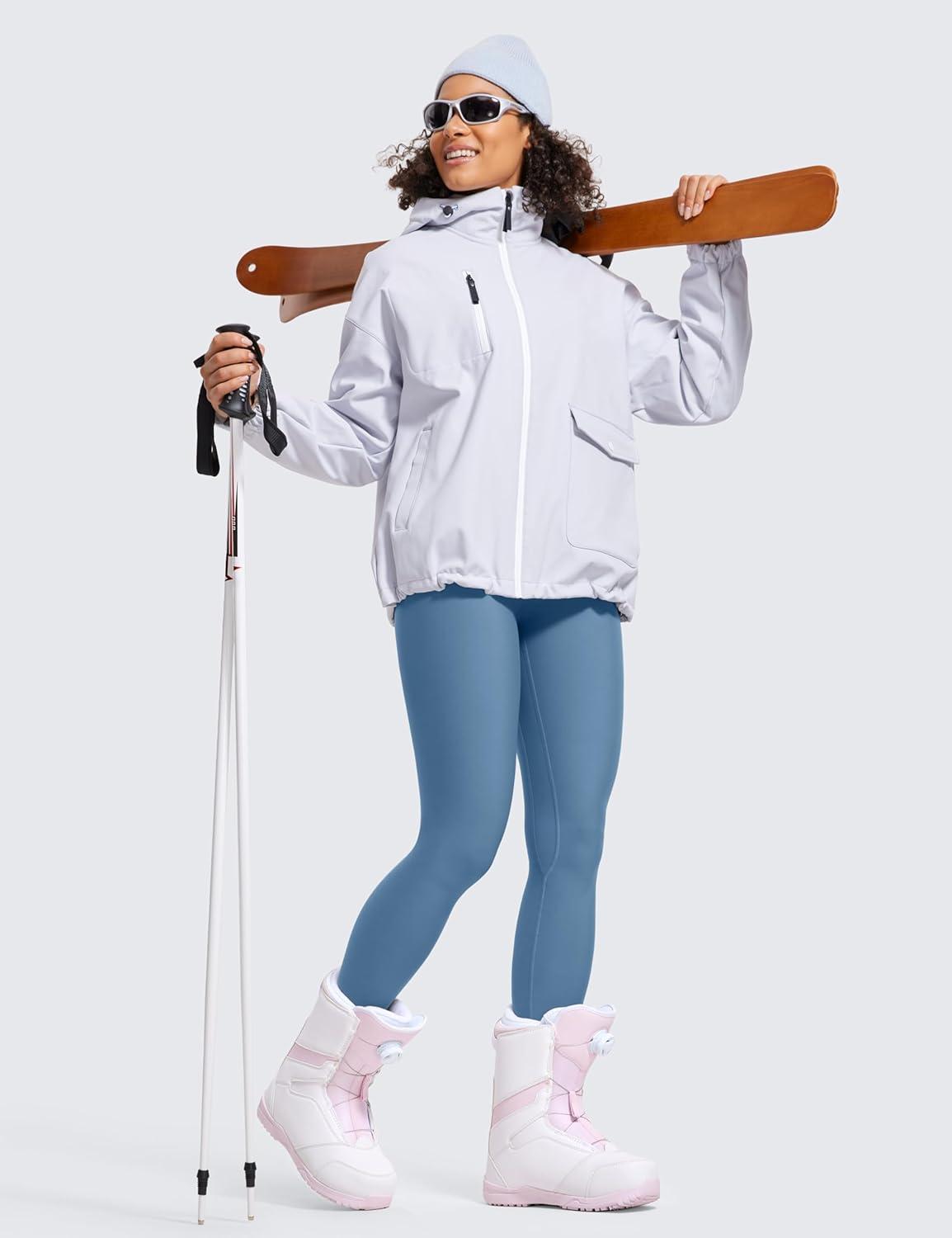 imageCRZ YOGA Fleece Lined Leggings 28 Thermal Casual Lounge Workout Yoga Womens Full Length Pants Winter WarmUniverse Blue