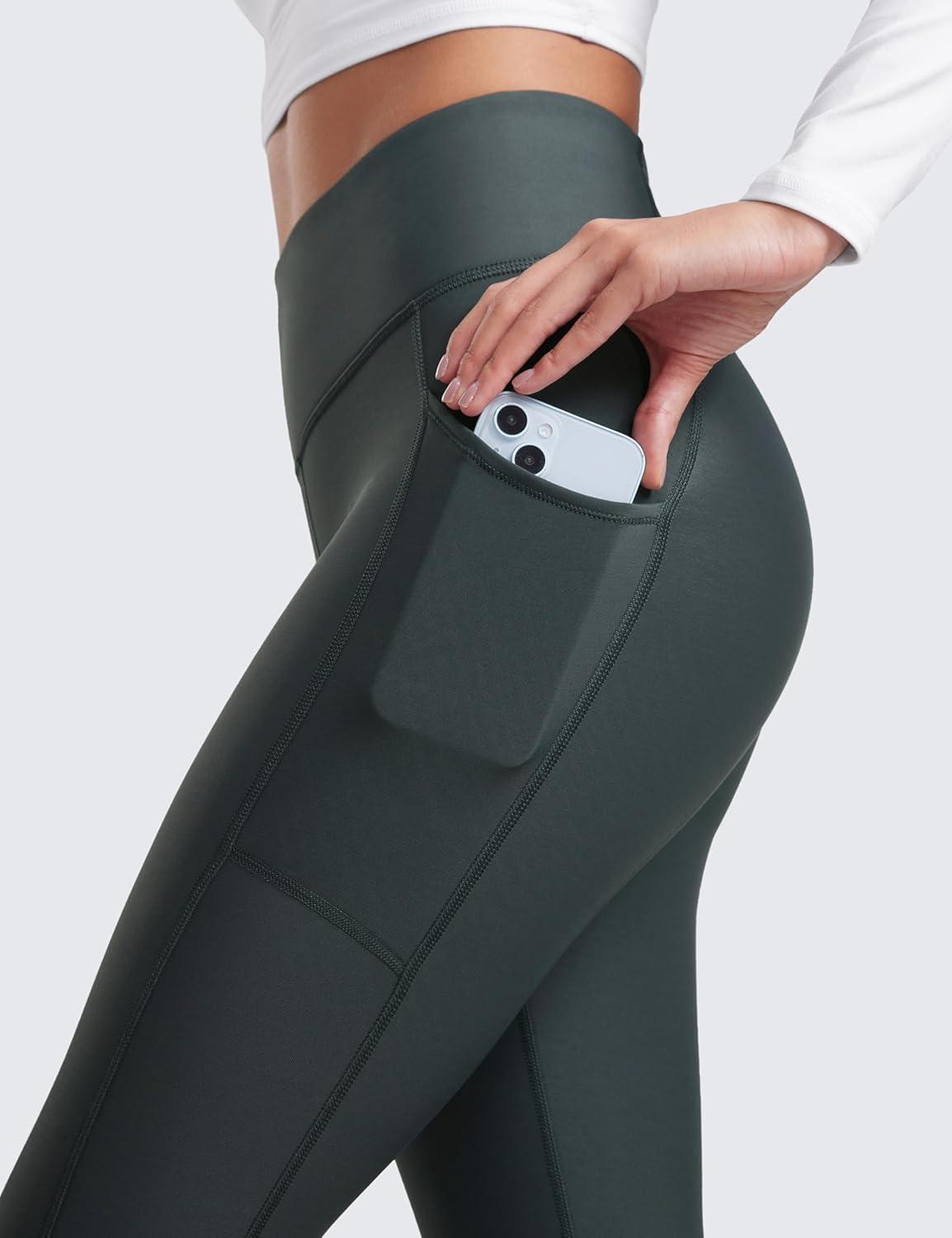 imageCRZ YOGA Fleece Lined Leggings Pockets 25 Thermal High Waisted Casual Lounge Workout Womens Yoga Pants Winter WarmMelanite