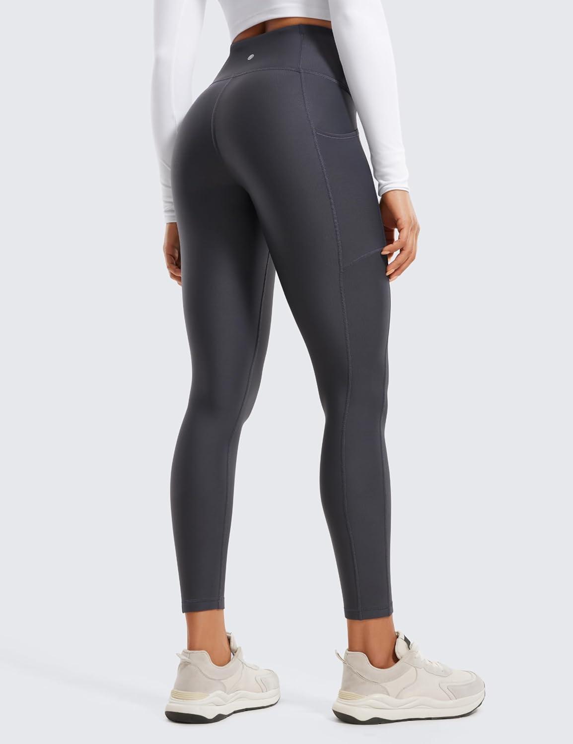 imageCRZ YOGA Fleece Lined Leggings Pockets 25 Thermal High Waisted Casual Lounge Workout Womens Yoga Pants Winter WarmMysterious Grey