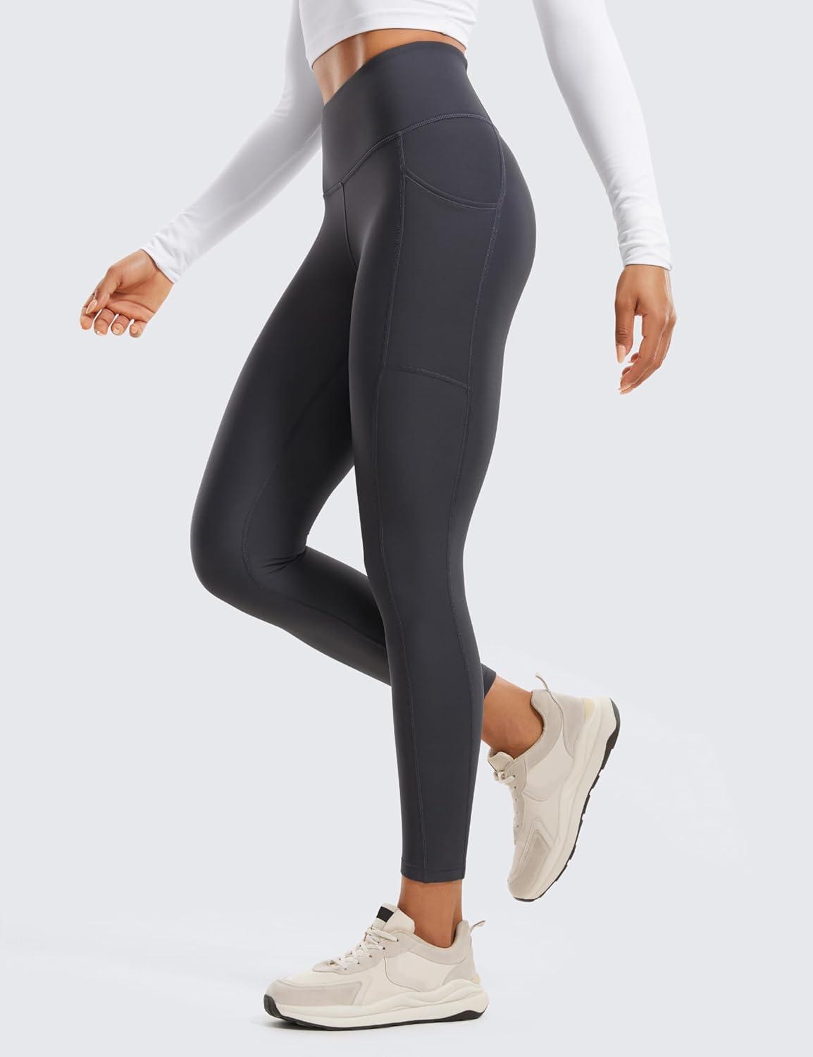 imageCRZ YOGA Fleece Lined Leggings Pockets 25 Thermal High Waisted Casual Lounge Workout Womens Yoga Pants Winter WarmMysterious Grey