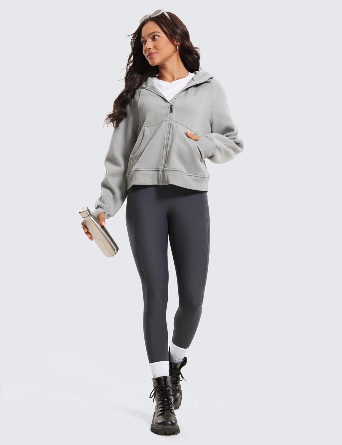 imageCRZ YOGA Fleece Lined Leggings Pockets 25 Thermal High Waisted Casual Lounge Workout Womens Yoga Pants Winter WarmMysterious Grey