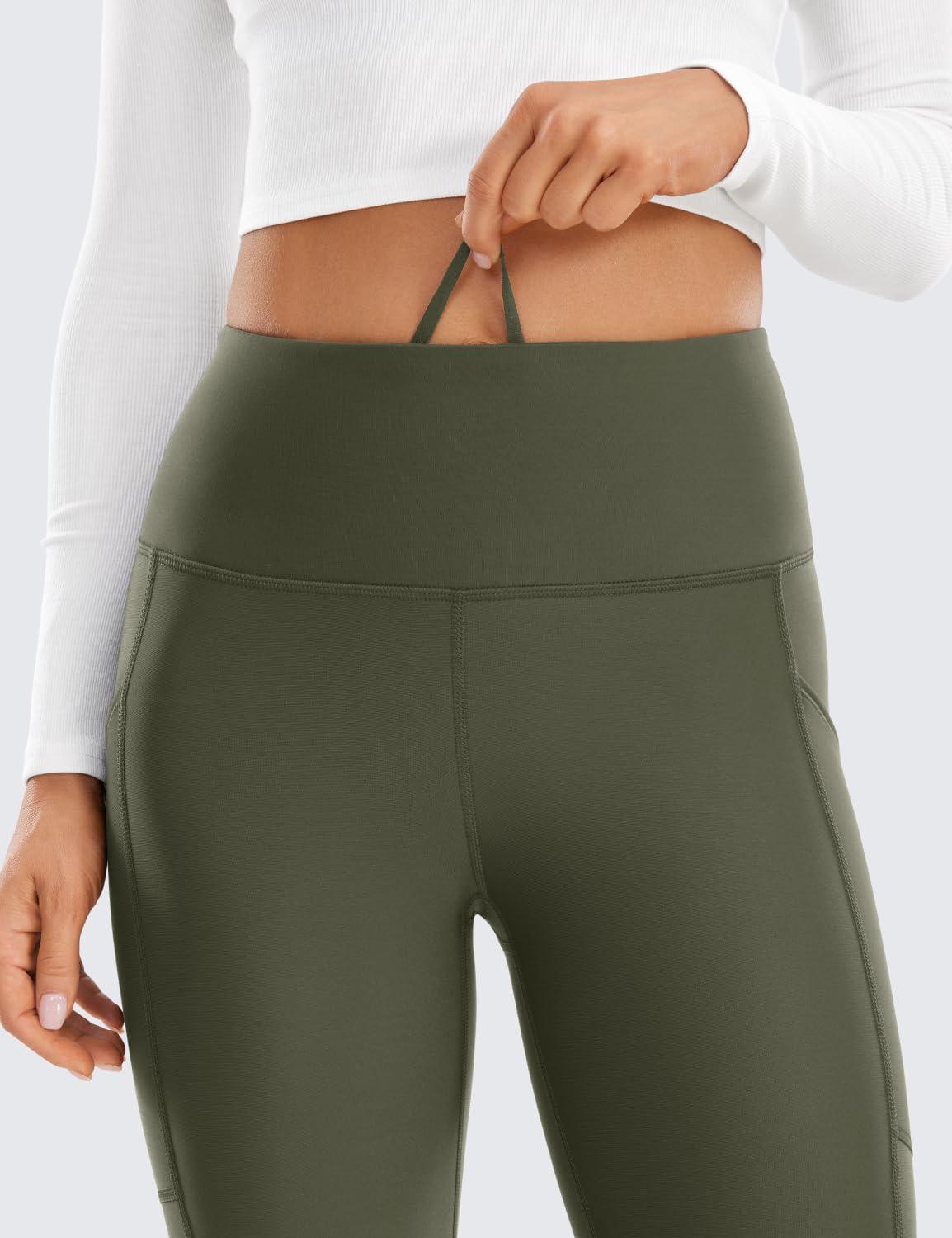 imageCRZ YOGA Fleece Lined Leggings Pockets 25 Thermal High Waisted Casual Lounge Workout Womens Yoga Pants Winter WarmOlive Green