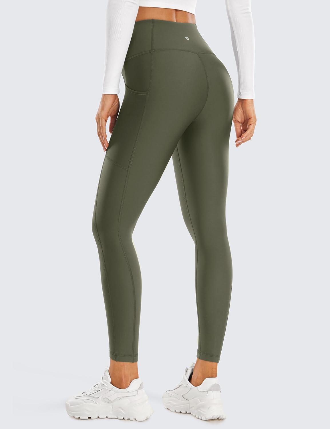 imageCRZ YOGA Fleece Lined Leggings Pockets 25 Thermal High Waisted Casual Lounge Workout Womens Yoga Pants Winter WarmOlive Green