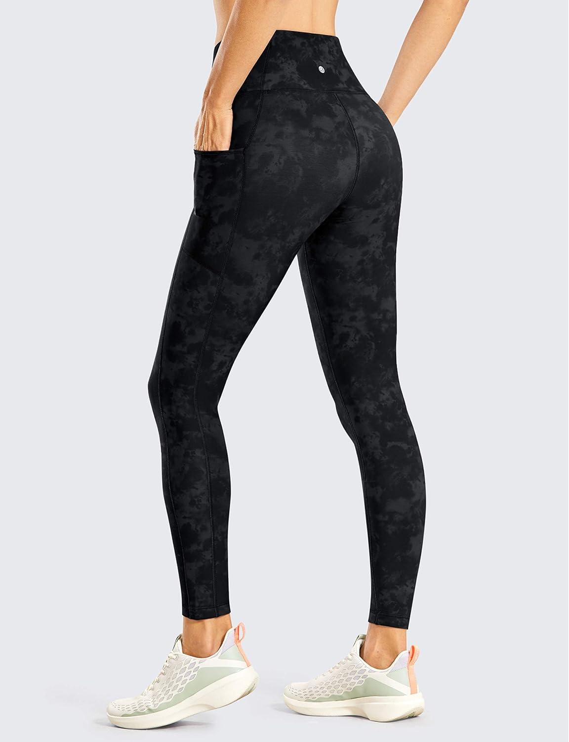 imageCRZ YOGA Fleece Lined Leggings Pockets 25 Thermal High Waisted Casual Lounge Workout Womens Yoga Pants Winter WarmTie Dye Smoke Ink