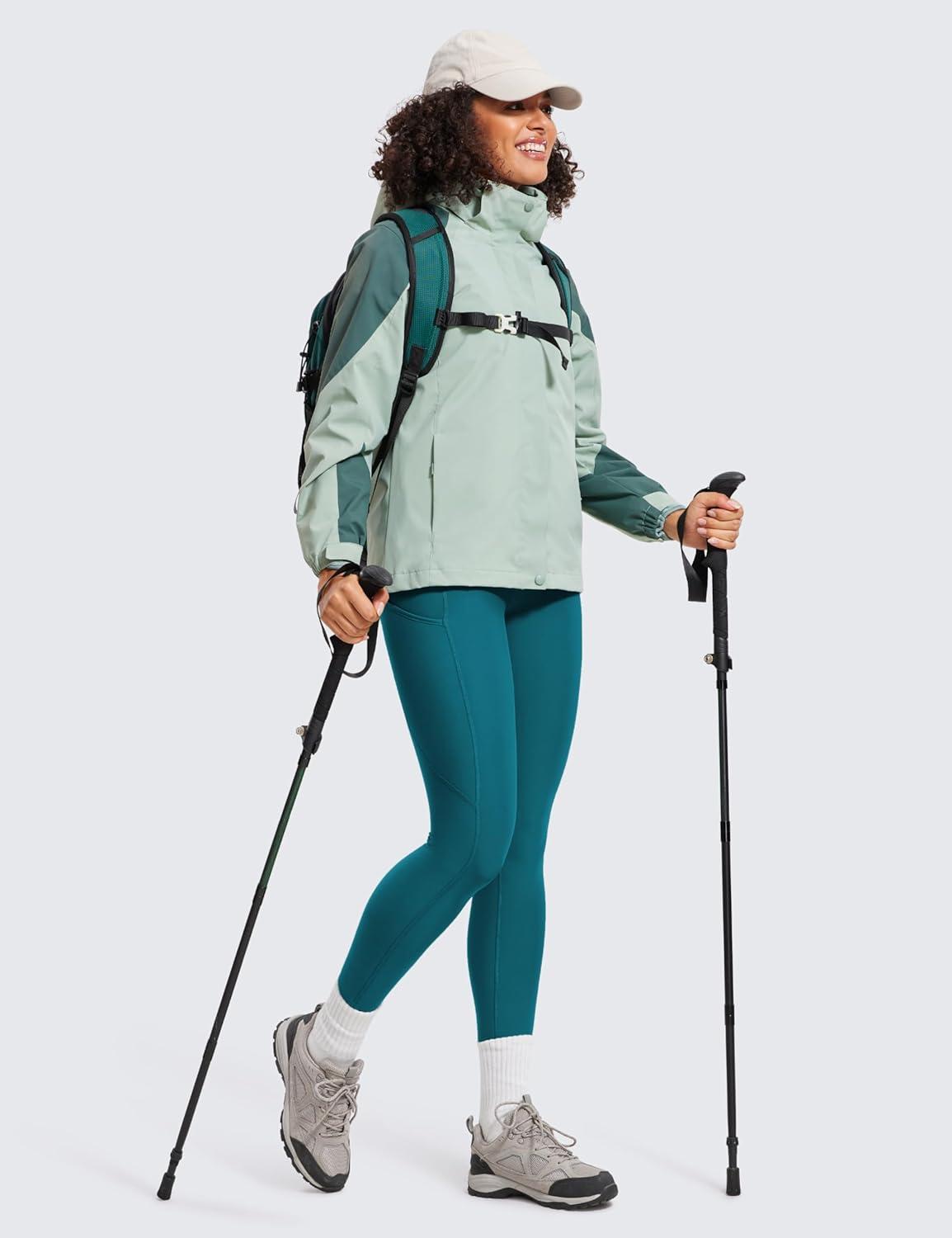 imageCRZ YOGA Fleece Lined Leggings Pockets 28 Thermal Casual Lounge Workout Womens Yoga Full Length Pants Winter WarmGreen Jade