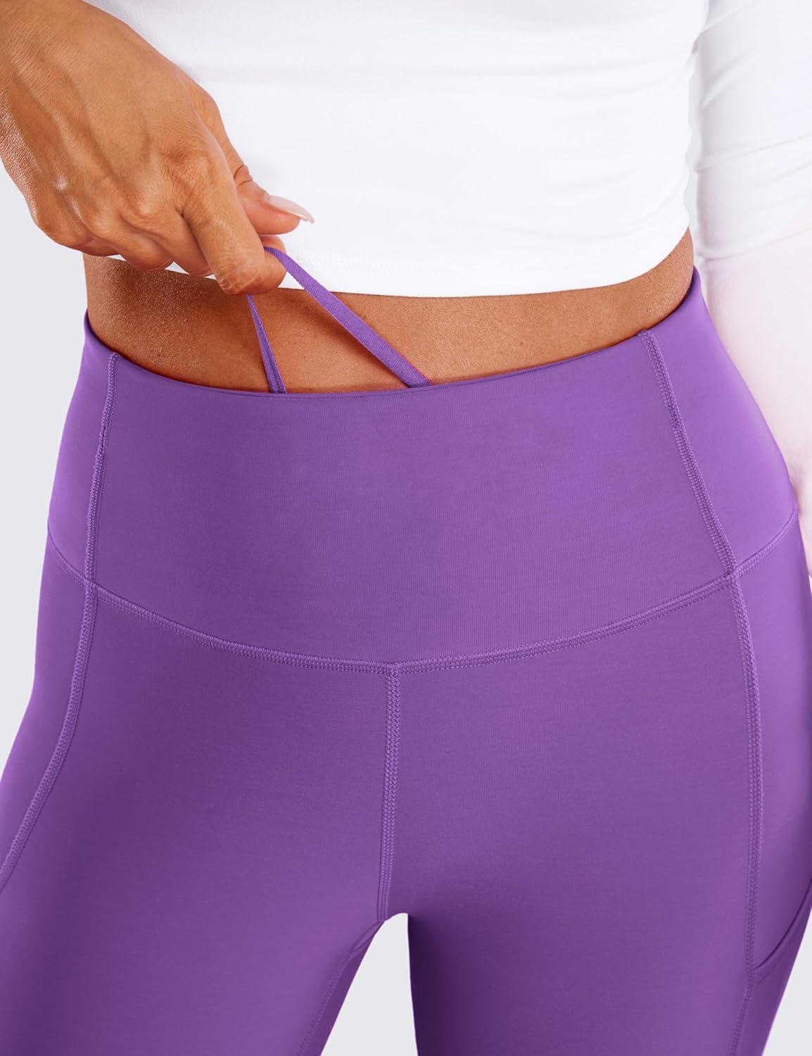 imageCRZ YOGA Fleece Lined Leggings Pockets 28 Thermal Casual Lounge Workout Womens Yoga Full Length Pants Winter WarmRoyal Lilac
