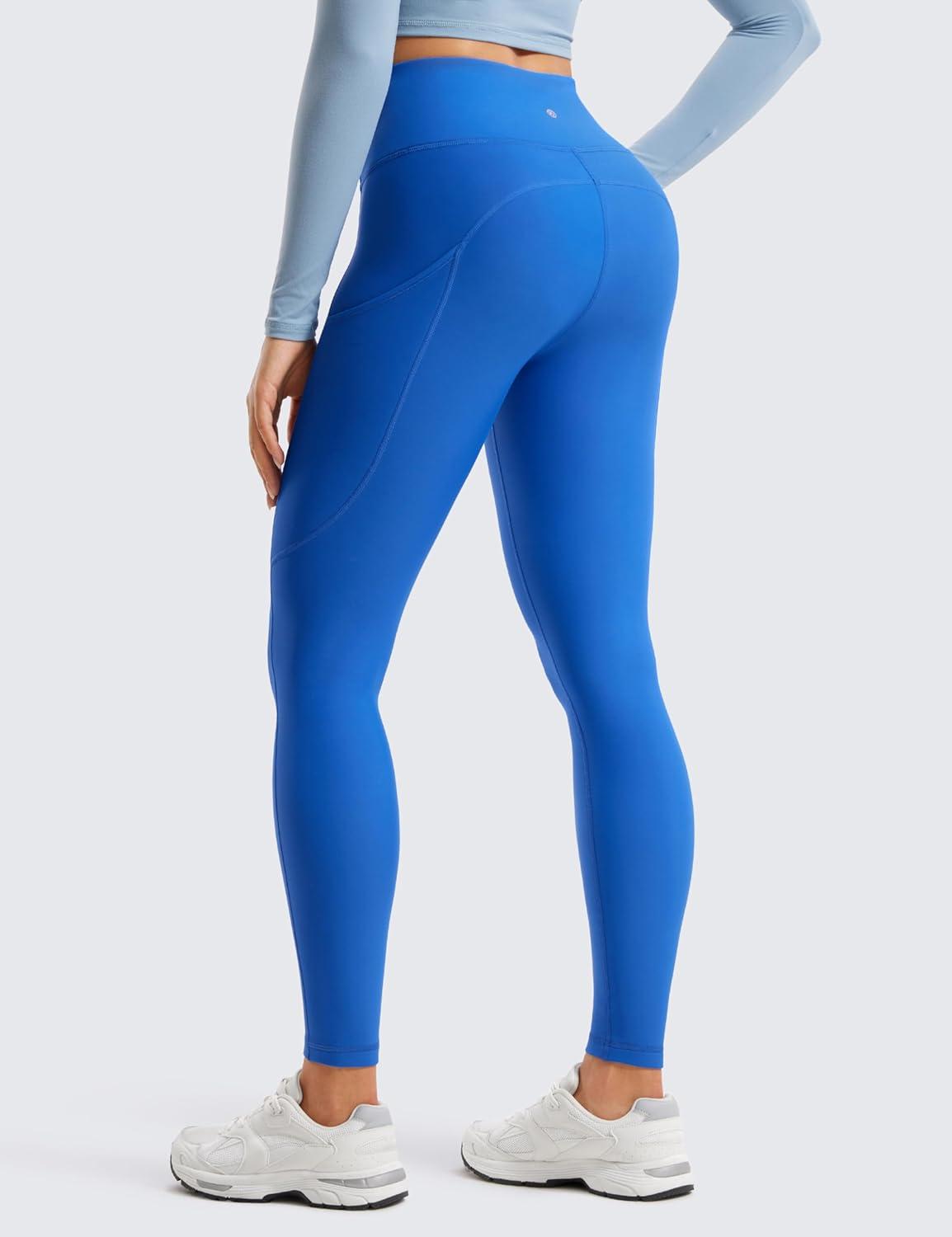 imageCRZ YOGA Fleece Lined Leggings Pockets 28 Thermal Casual Lounge Workout Womens Yoga Full Length Pants Winter WarmSparkle Blue