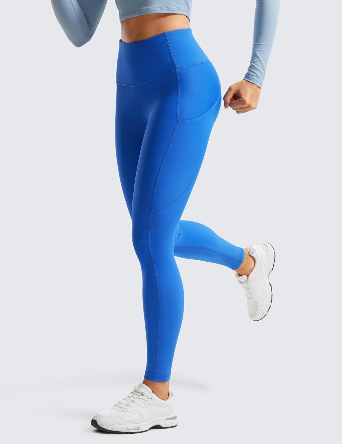 imageCRZ YOGA Fleece Lined Leggings Pockets 28 Thermal Casual Lounge Workout Womens Yoga Full Length Pants Winter WarmSparkle Blue