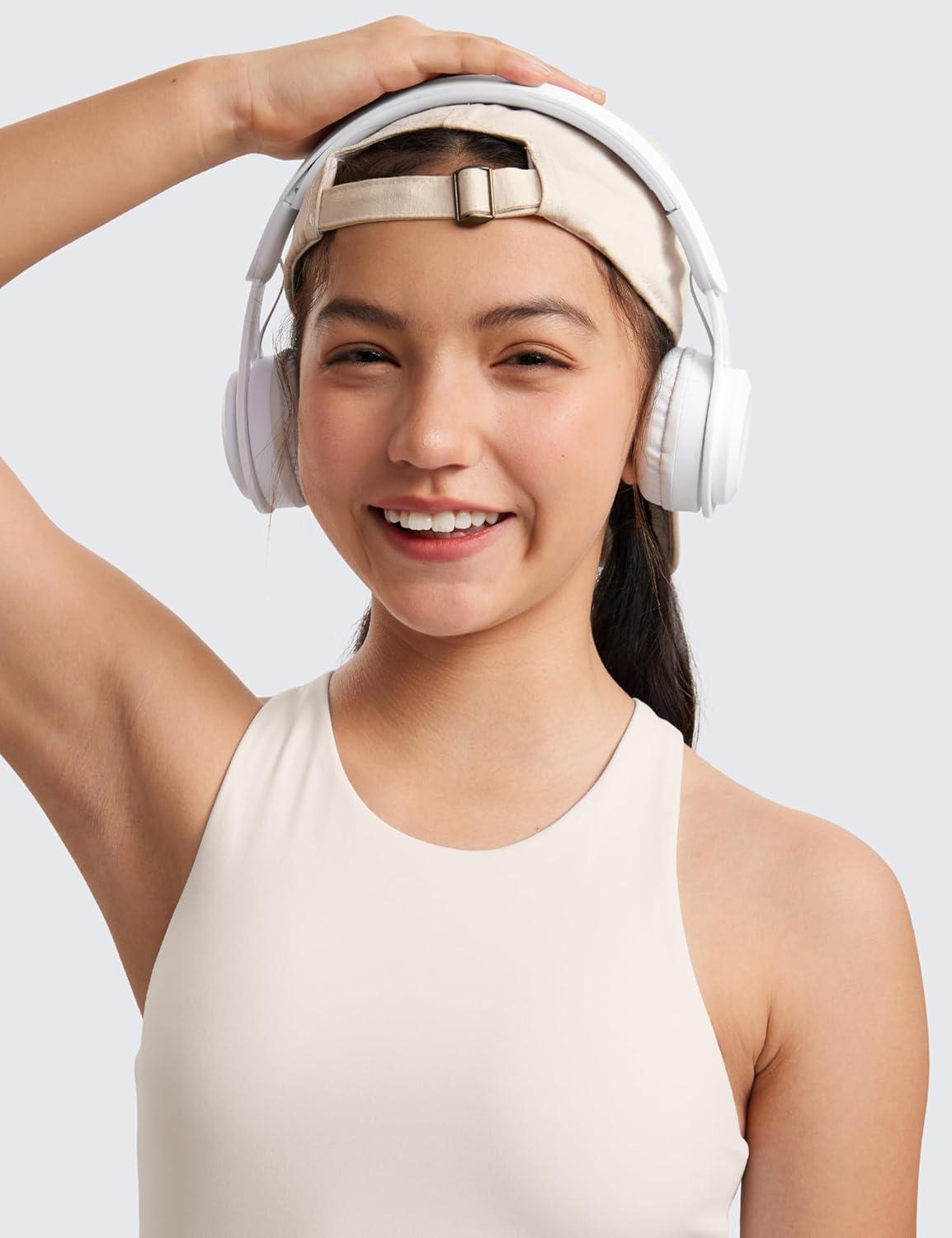 imageCRZ YOGA Girls Butterluxe Double Lined Crop High Neck Tank Tops Dance Yoga Athletic Casual Racerback Tight Kids TeenMilky White