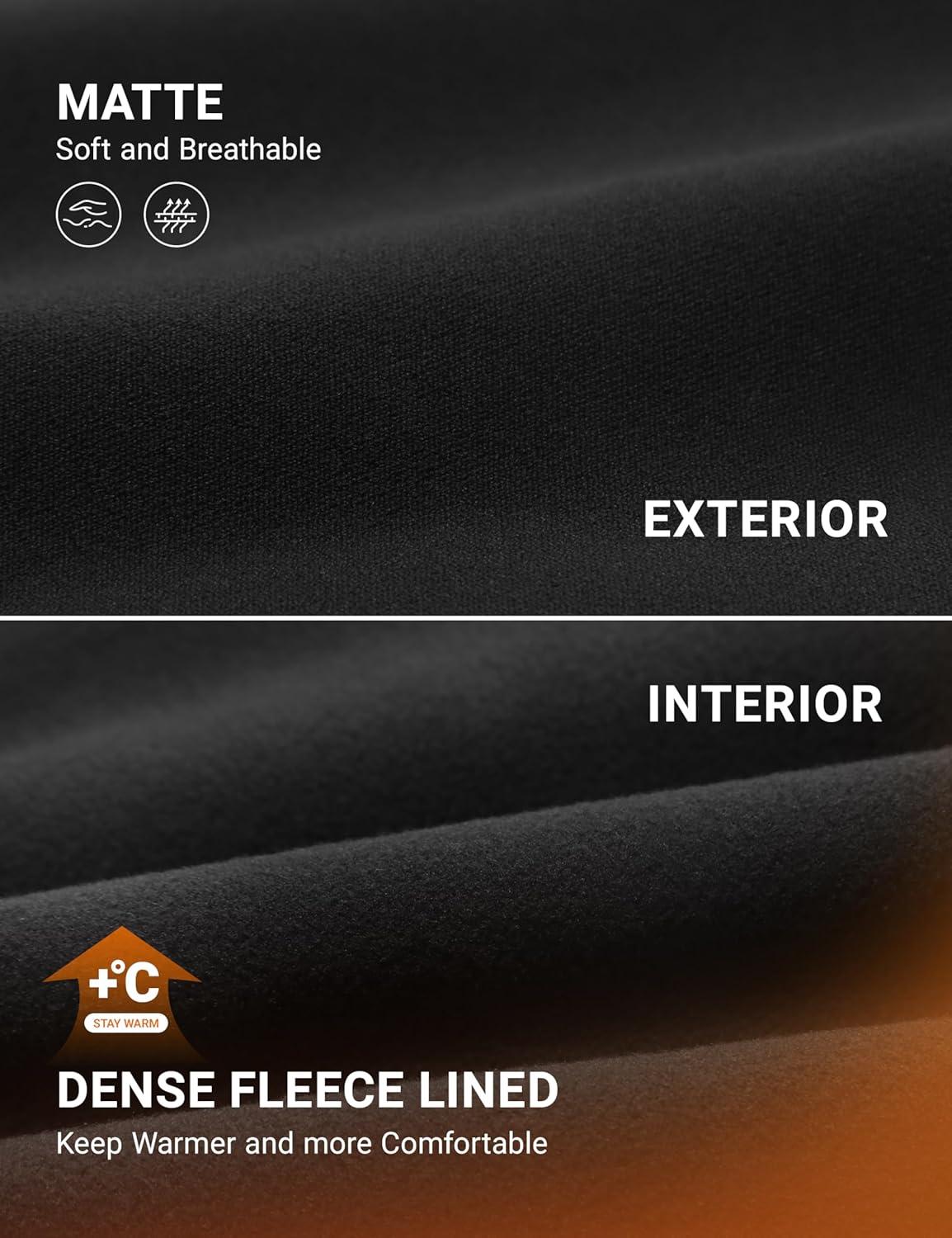 imageCRZ YOGA Girls Fleece Lined Full Length Leggings Matte Casual Athletic Thermal High Waist Pants Winter Warm Kids TeenBlack