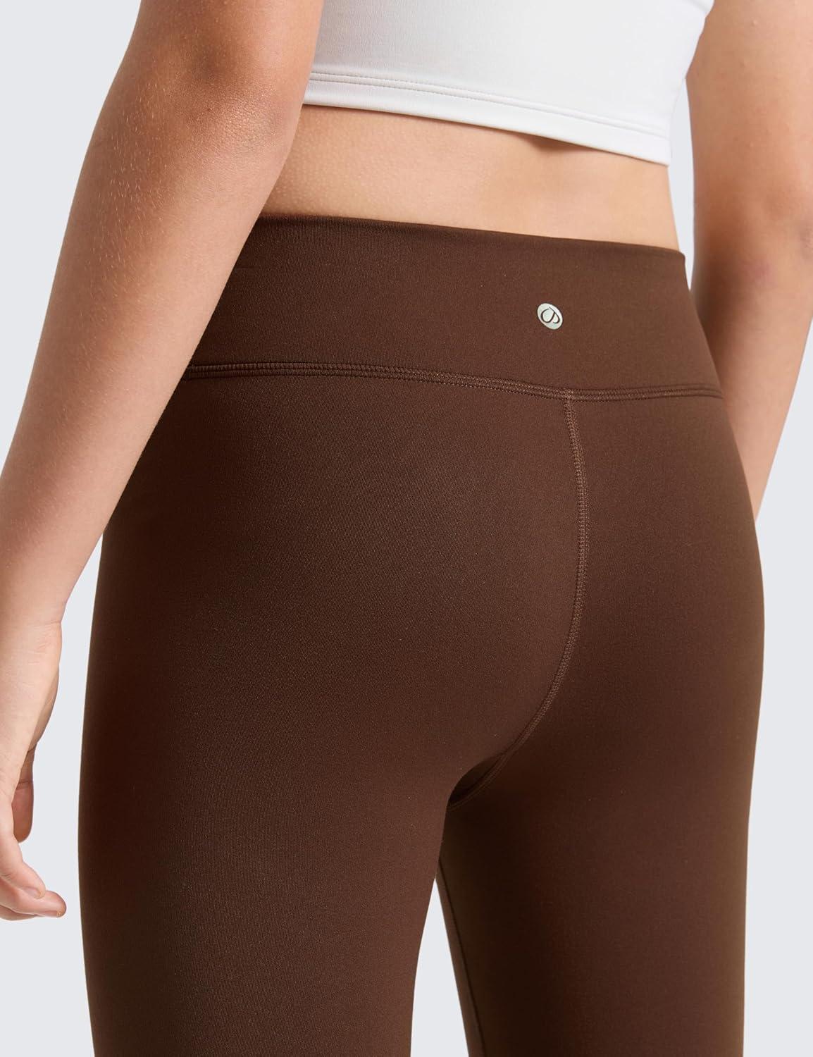 imageCRZ YOGA Girls Fleece Lined Full Length Leggings Matte Casual Athletic Thermal High Waist Pants Winter Warm Kids TeenLava Brown