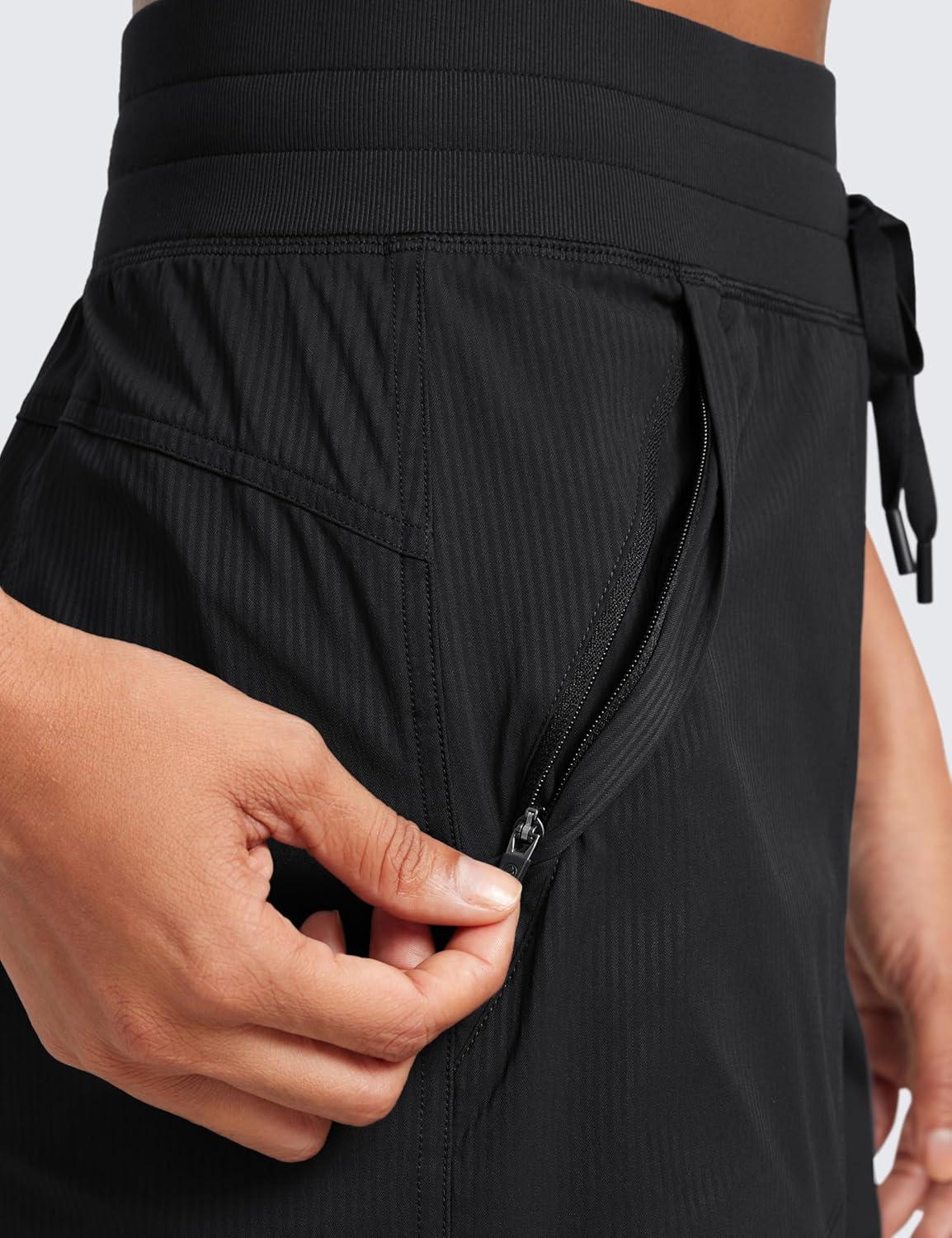 imageCRZ YOGA Lightweight Casual Shorts for Women 35quot High Waisted Linerless for Athletic Lounge Hiking with Zip PocketsBlack