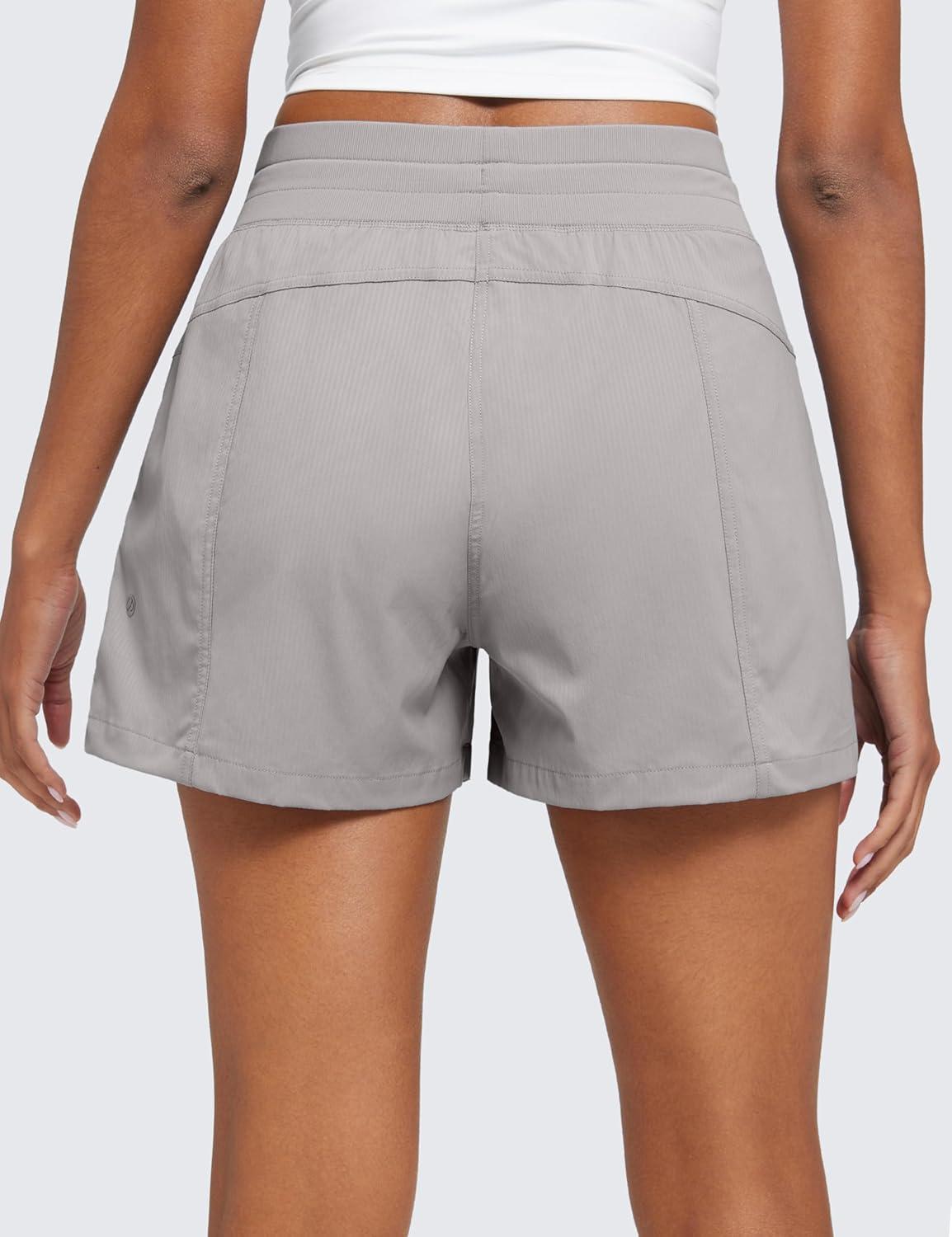 imageCRZ YOGA Lightweight Casual Shorts for Women 35quot High Waisted Linerless for Athletic Lounge Hiking with Zip PocketsDark Chrome