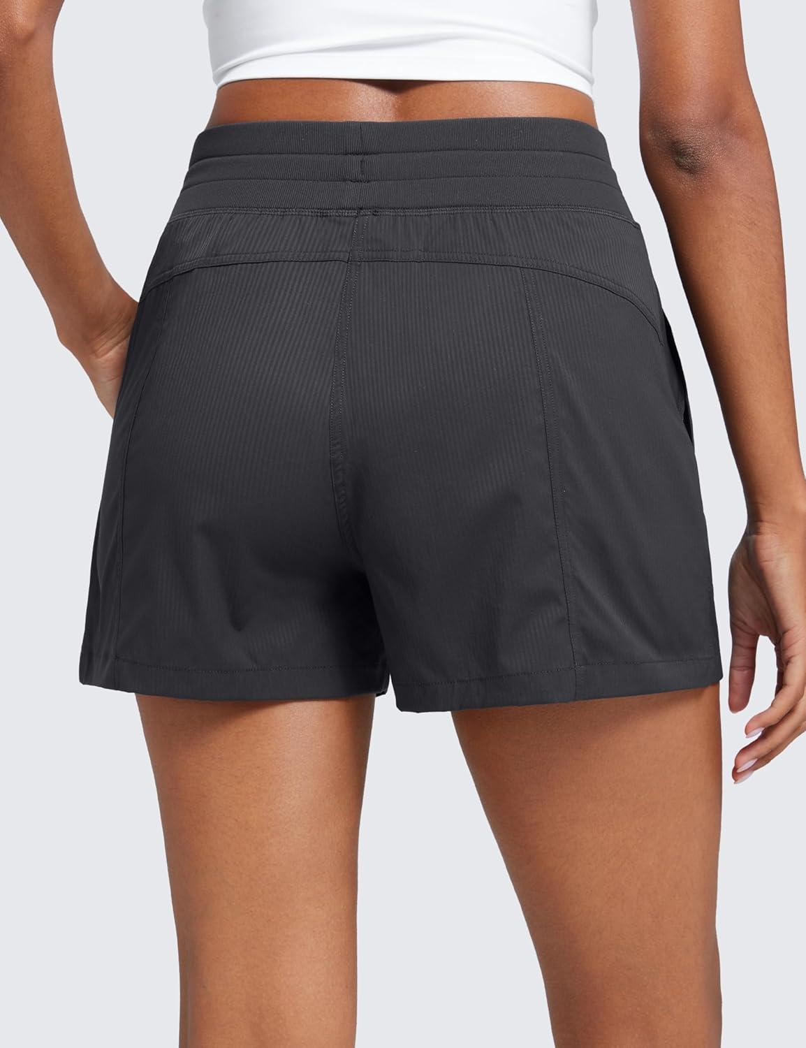 imageCRZ YOGA Lightweight Casual Shorts for Women 35quot High Waisted Linerless for Athletic Lounge Hiking with Zip PocketsInk Gray