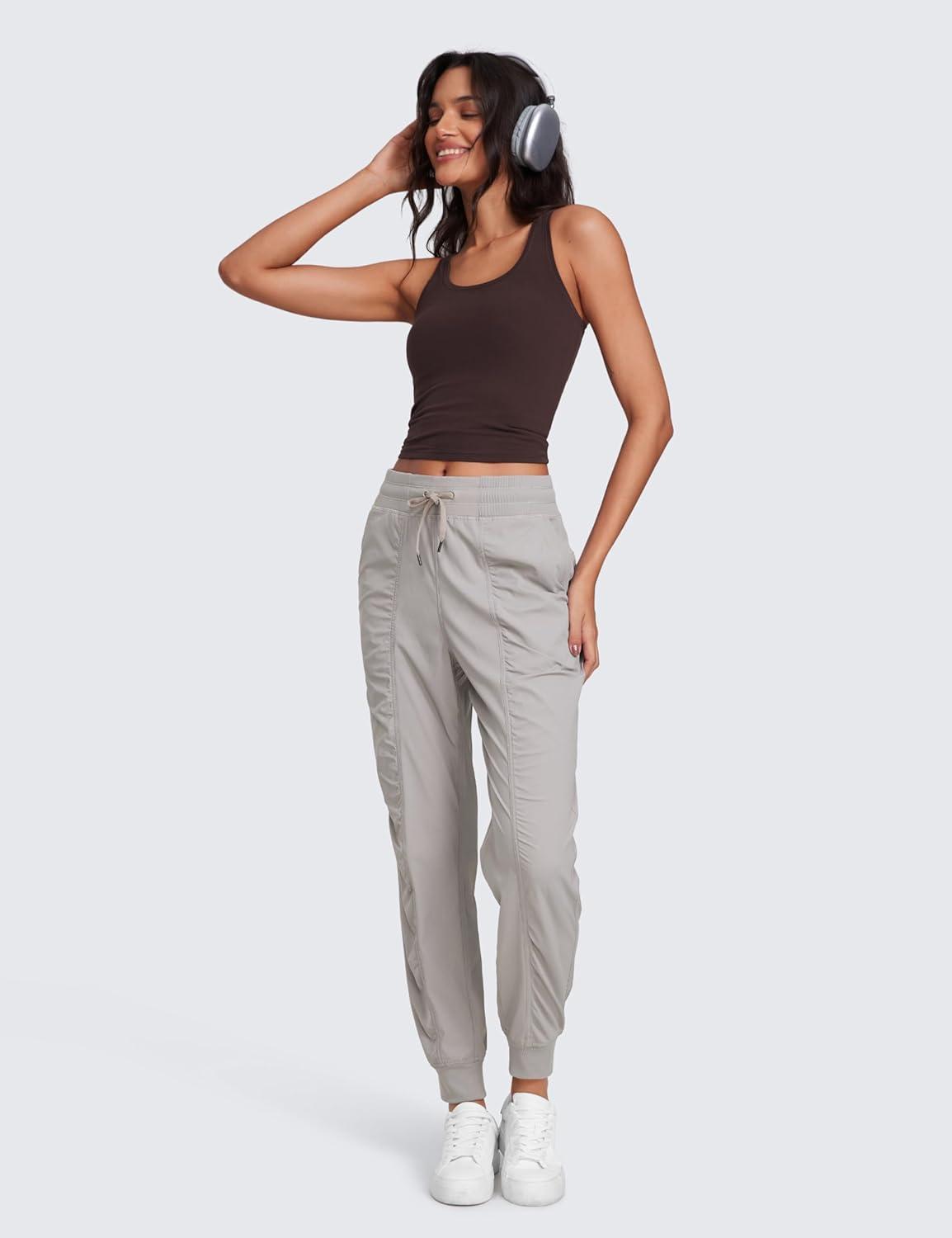 imageCRZ YOGA Lightweight Workout Joggers for Women 26quot285quot305quot Outdoor Running Casual Pants with PocketsDark Chrome