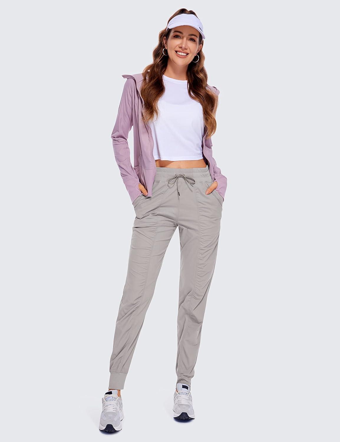 imageCRZ YOGA Lightweight Workout Joggers for Women 26quot285quot305quot Outdoor Running Casual Pants with PocketsDark Chrome