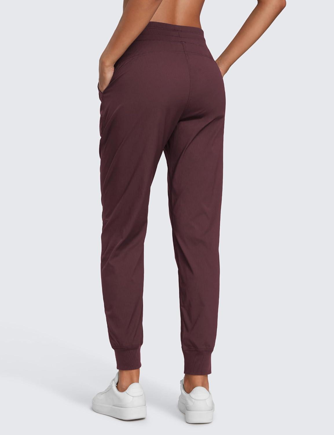 imageCRZ YOGA Lightweight Workout Joggers for Women 26quot285quot305quot Outdoor Running Casual Pants with PocketsDark Russet