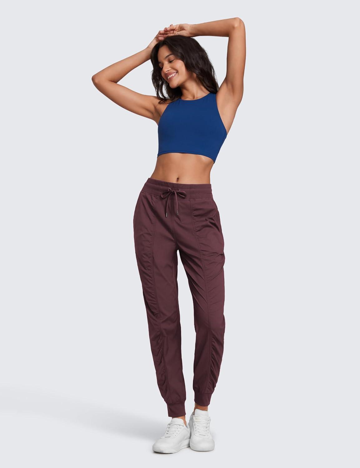 imageCRZ YOGA Lightweight Workout Joggers for Women 26quot285quot305quot Outdoor Running Casual Pants with PocketsDark Russet