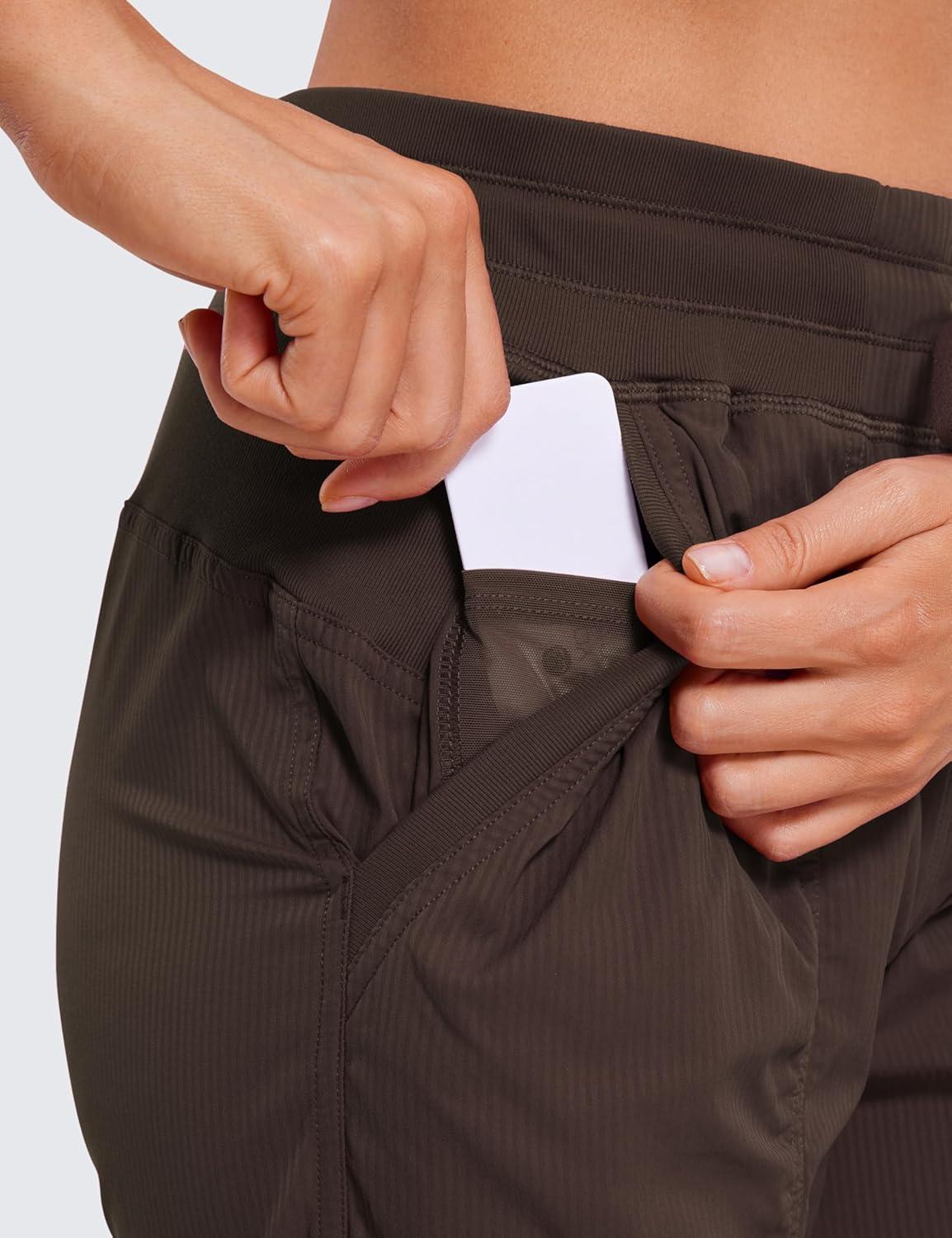 imageCRZ YOGA Lightweight Workout Joggers for Women 26quot285quot305quot Outdoor Running Casual Pants with PocketsHot Fudge Brown