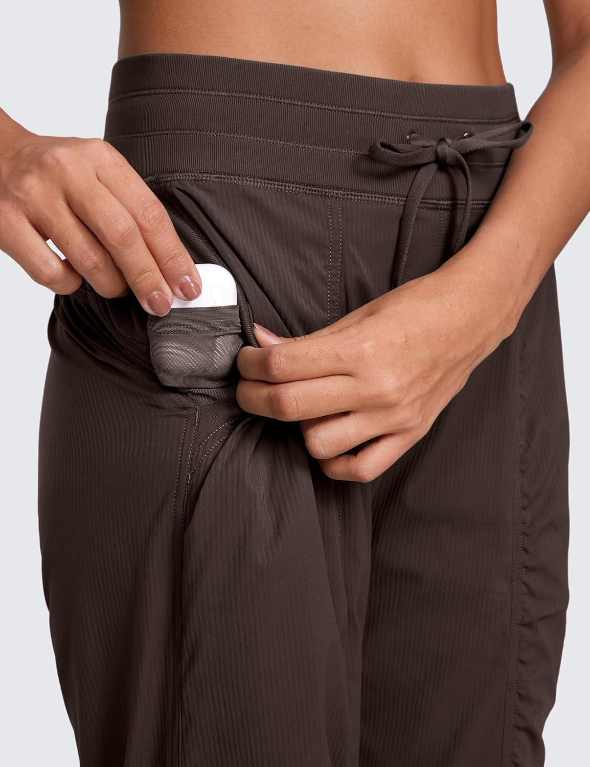 imageCRZ YOGA Lightweight Workout Joggers for Women 26quot285quot305quot Outdoor Running Casual Pants with PocketsHot Fudge Brown