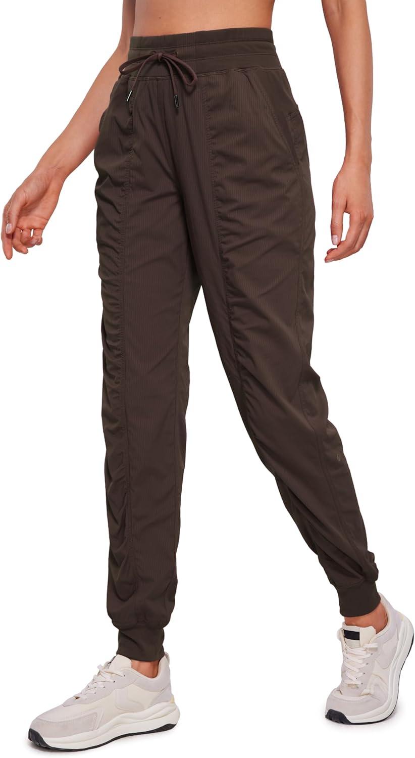 imageCRZ YOGA Lightweight Workout Joggers for Women 26quot285quot305quot Outdoor Running Casual Pants with PocketsHot Fudge Brown