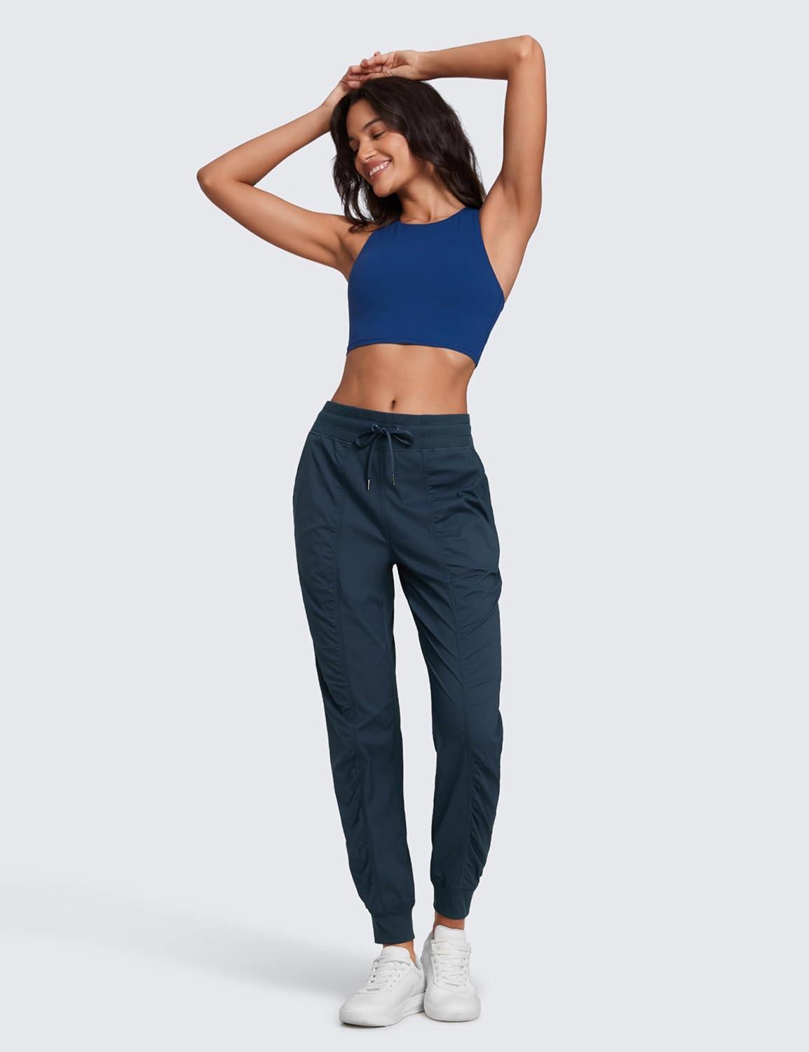 imageCRZ YOGA Lightweight Workout Joggers for Women 26quot285quot305quot Outdoor Running Casual Pants with PocketsInk Blue