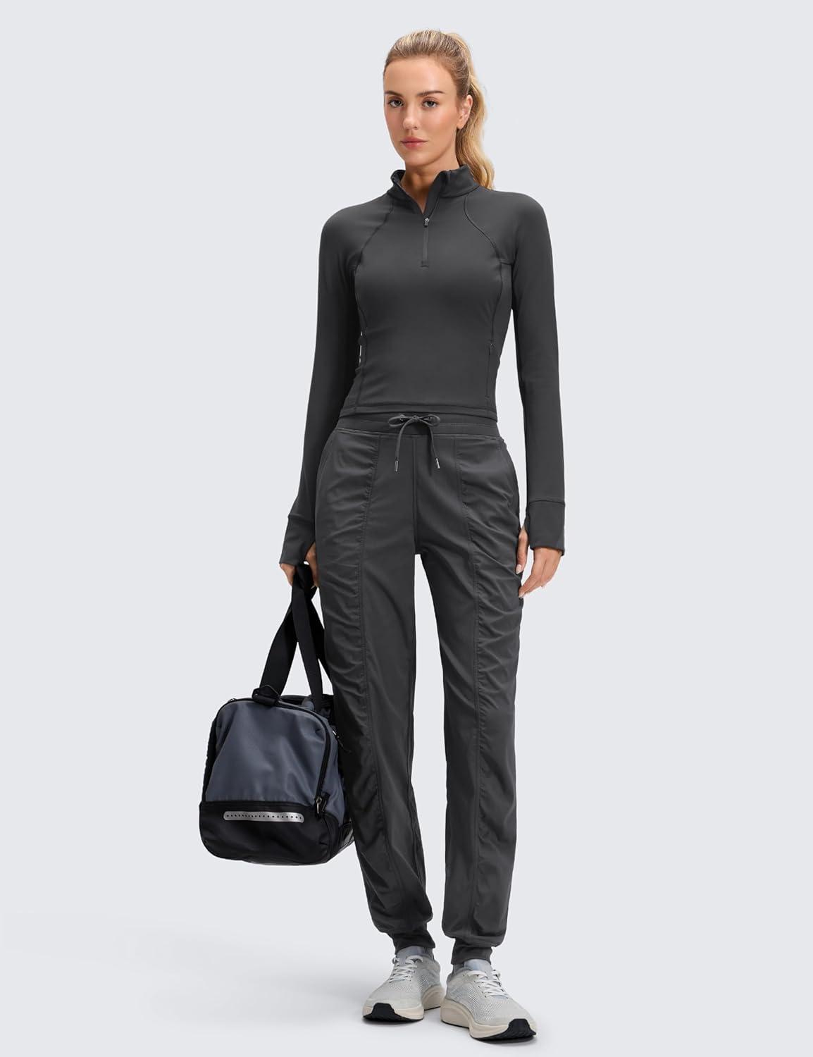 imageCRZ YOGA Lightweight Workout Joggers for Women 26quot285quot305quot Outdoor Running Casual Pants with PocketsInk Gray