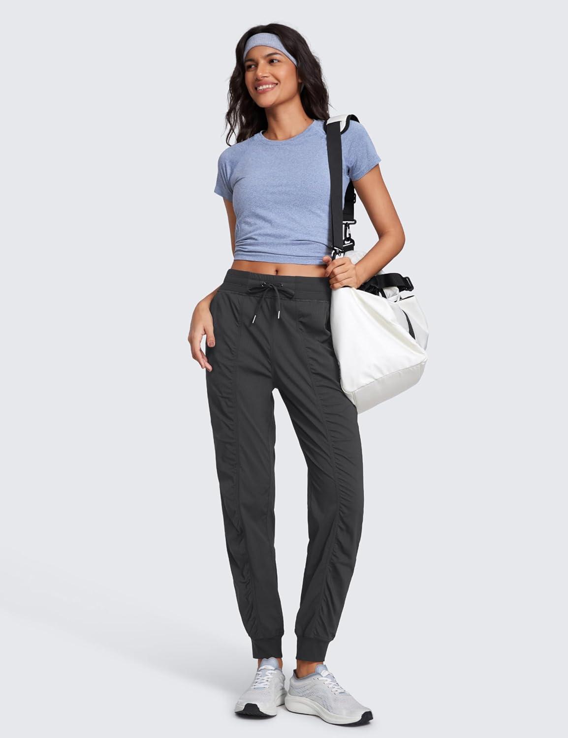 imageCRZ YOGA Lightweight Workout Joggers for Women 26quot285quot305quot Outdoor Running Casual Pants with PocketsInk Gray