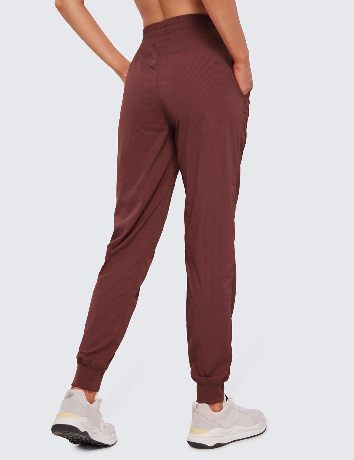 imageCRZ YOGA Lightweight Workout Joggers for Women 26quot285quot305quot Outdoor Running Casual Pants with PocketsRed Merlot