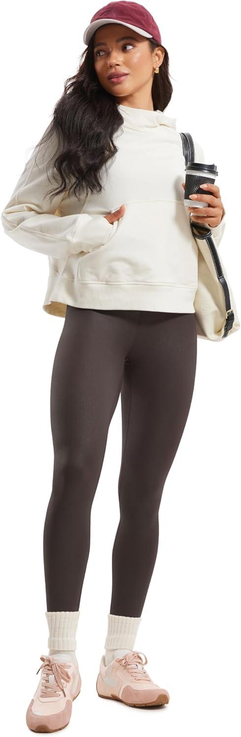 imageCRZ YOGA Matte Faux Leather Leggings 25quot Butterluxe High Waisted Stretch Ankle Leather Pants for Women Pleather TightsFaux Leather Hot Fudge Brown Foil