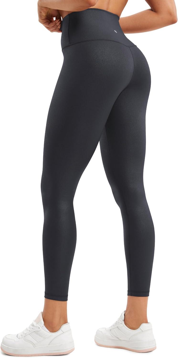 imageCRZ YOGA Matte Faux Leather Leggings 25quot Butterluxe High Waisted Stretch Ankle Leather Pants for Women Pleather TightsFaux Leather Mysterious Grey Foil