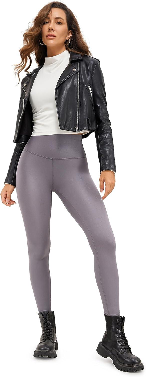 imageCRZ YOGA Matte Faux Leather Leggings 25quot Butterluxe High Waisted Stretch Ankle Leather Pants for Women Pleather TightsTornado Grey Classic Pattern
