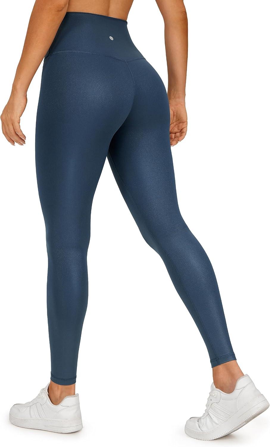 imageCRZ YOGA Matte Faux Leather Leggings 28quot Butterluxe High Waisted Stretch Ankle Womens Leather Pants Pleather TightsFrench Navy Classic Pattern