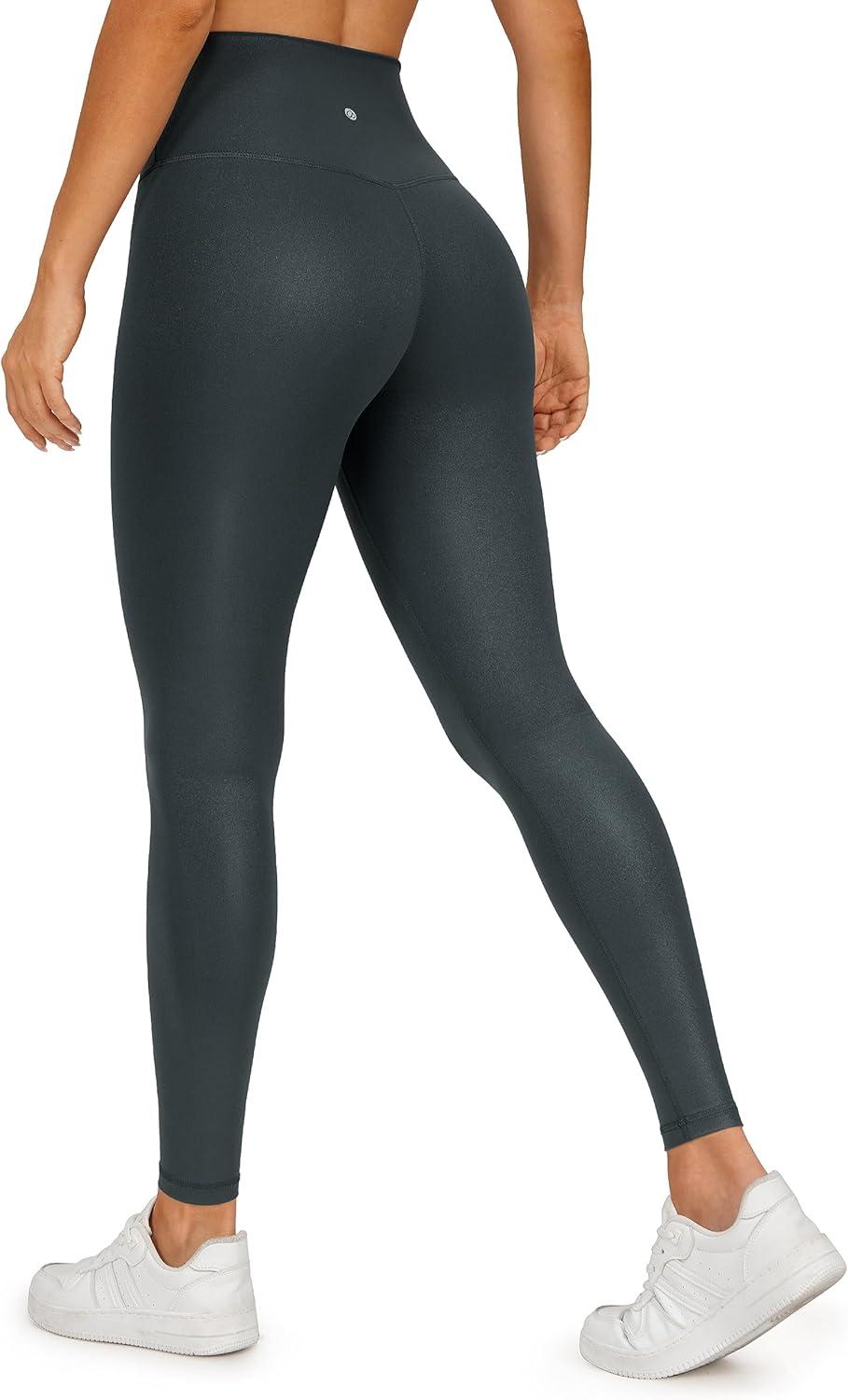 imageCRZ YOGA Matte Faux Leather Leggings 28quot Butterluxe High Waisted Stretch Ankle Womens Leather Pants Pleather TightsMelanite Classic