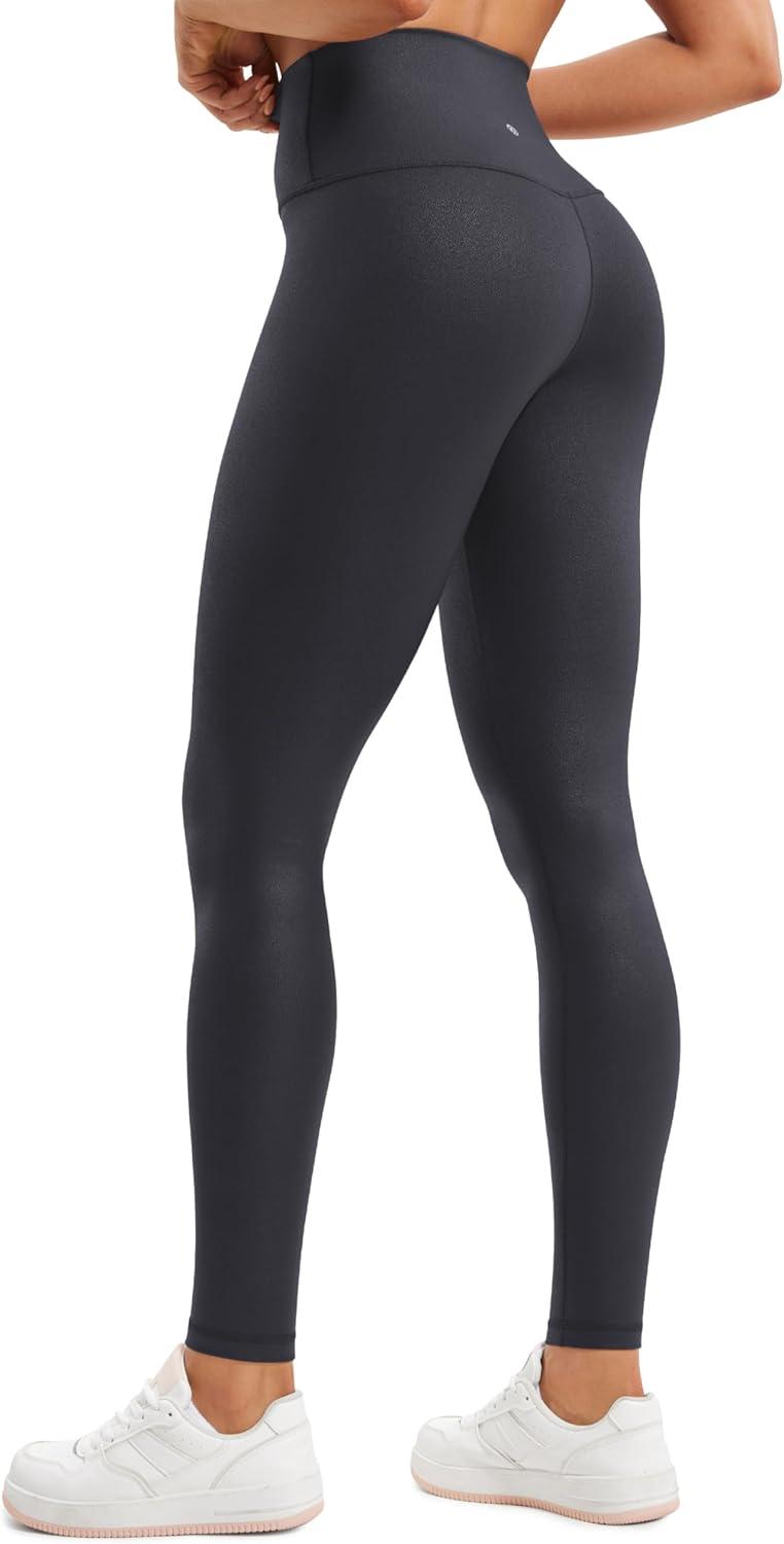 imageCRZ YOGA Matte Faux Leather Leggings 28quot Butterluxe High Waisted Stretch Ankle Womens Leather Pants Pleather TightsMysterious Grey Foil Pattern