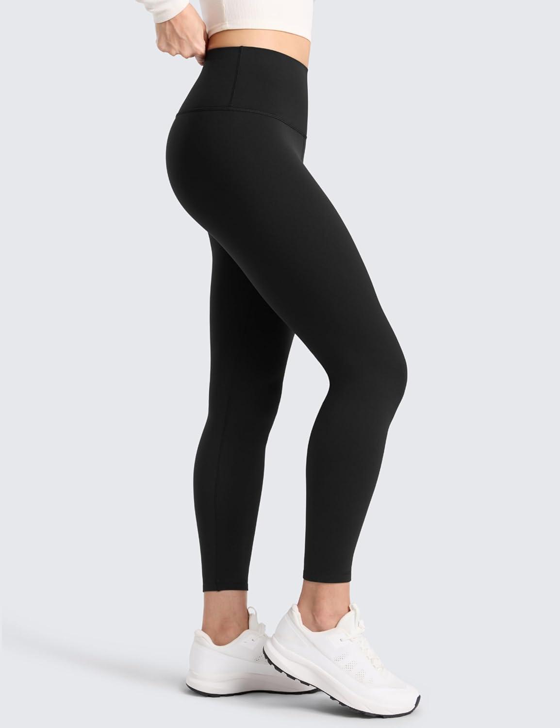 imageCRZ YOGA Matte Fleece Lined Leggings 25 Thermal Casual Lounge Workout Womens Yoga High Waisted Pants Winter WarmBlack