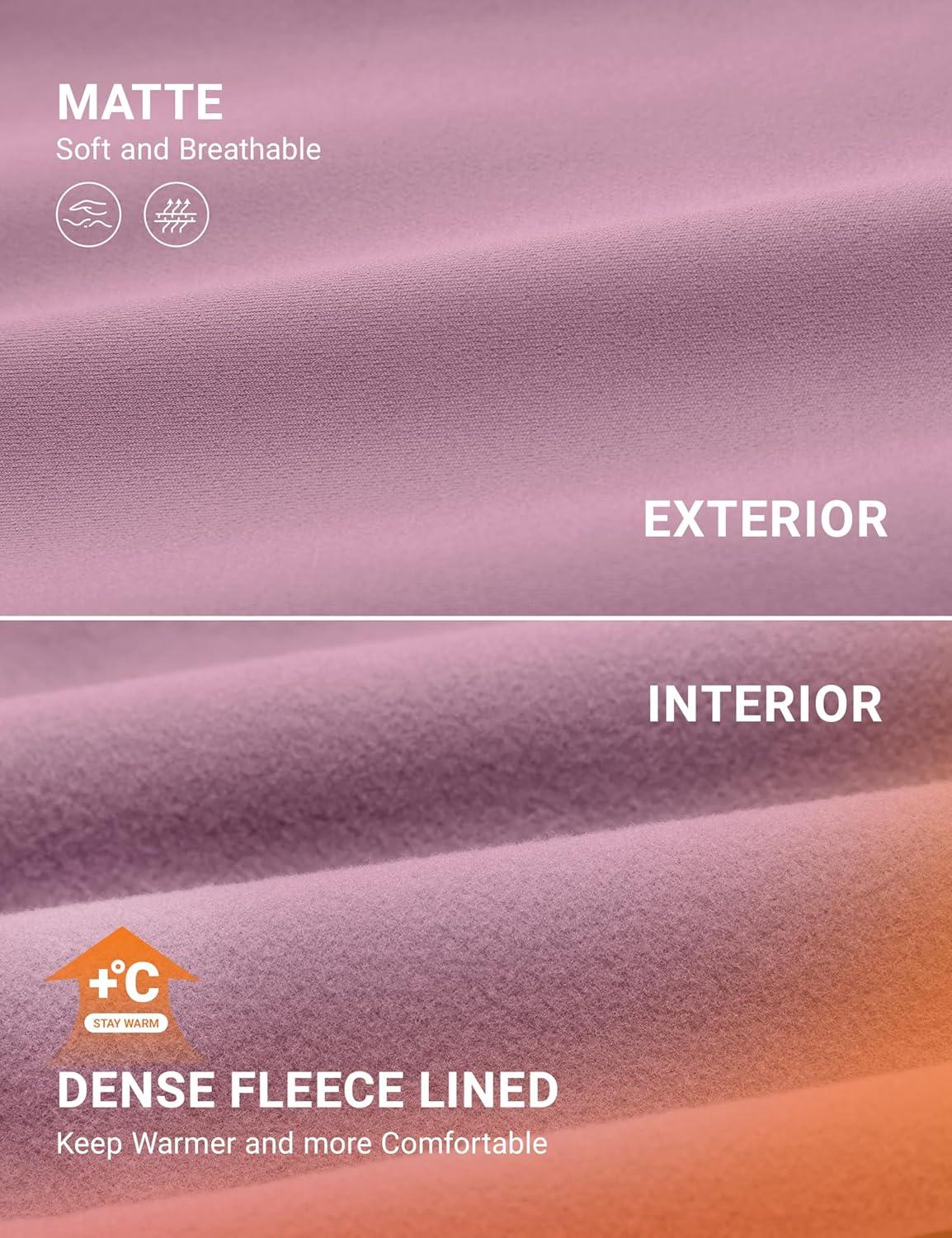 imageCRZ YOGA Matte Fleece Lined Leggings 25 Thermal Casual Lounge Workout Womens Yoga High Waisted Pants Winter WarmLight Lavender