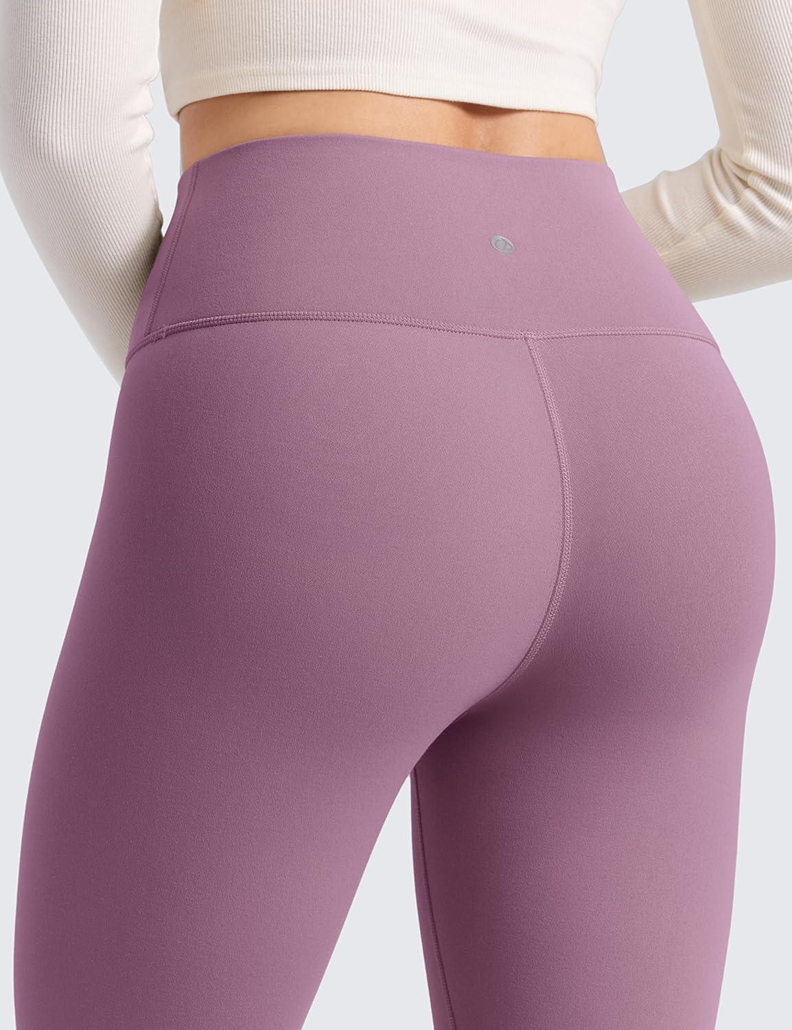 imageCRZ YOGA Matte Fleece Lined Leggings 25 Thermal Casual Lounge Workout Womens Yoga High Waisted Pants Winter WarmLight Lavender