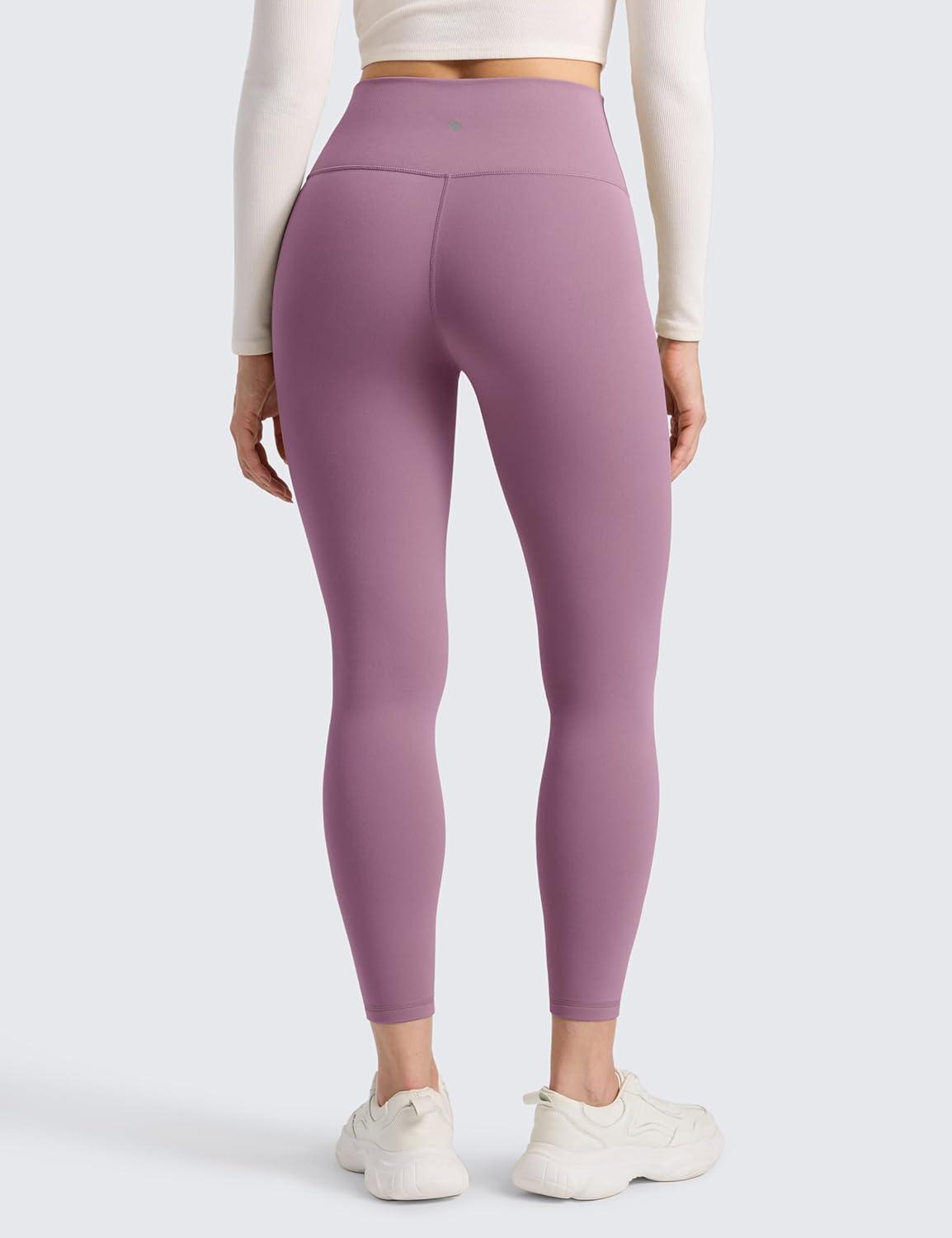 imageCRZ YOGA Matte Fleece Lined Leggings 25 Thermal Casual Lounge Workout Womens Yoga High Waisted Pants Winter WarmLight Lavender