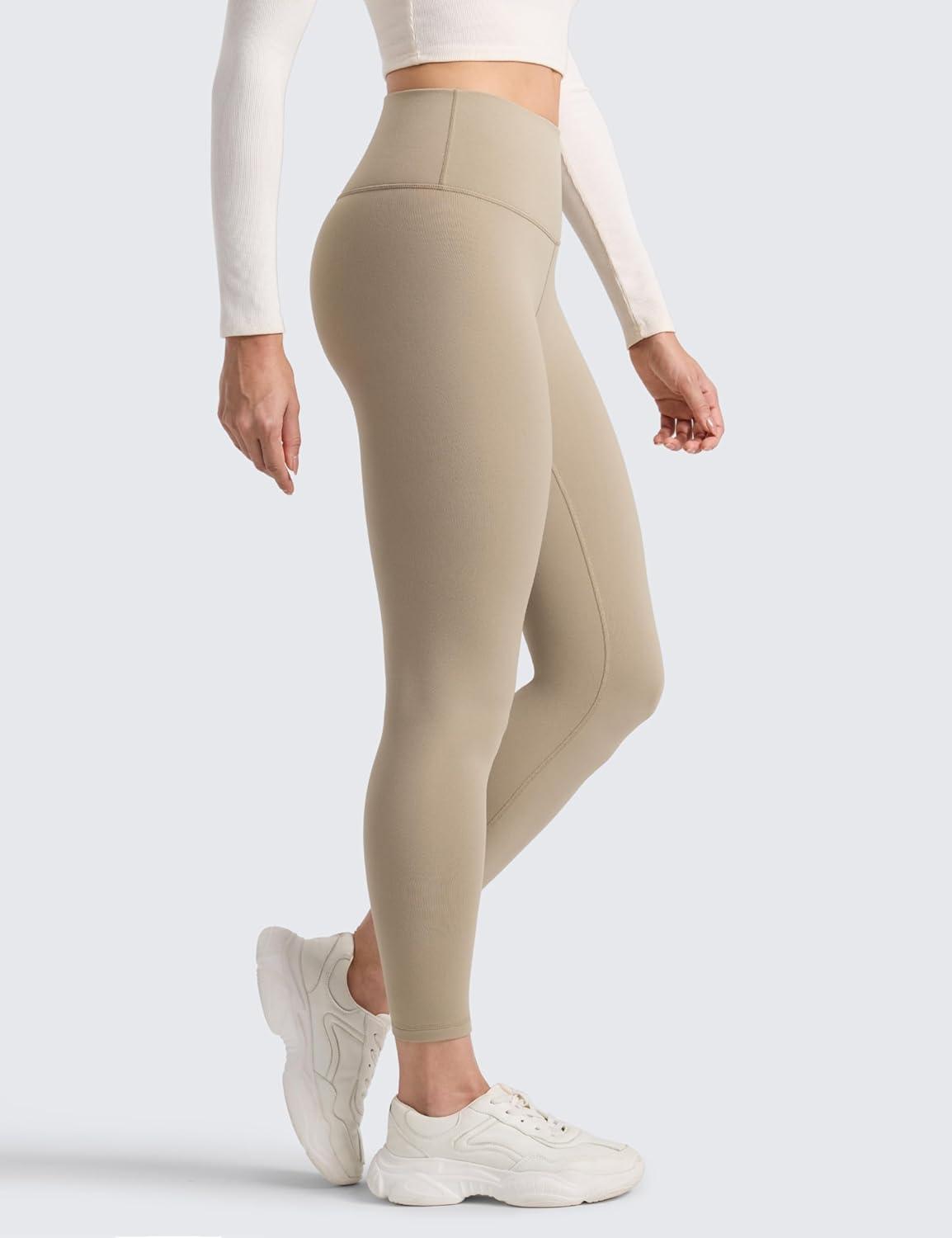 imageCRZ YOGA Matte Fleece Lined Leggings 25 Thermal Casual Lounge Workout Womens Yoga High Waisted Pants Winter WarmOak