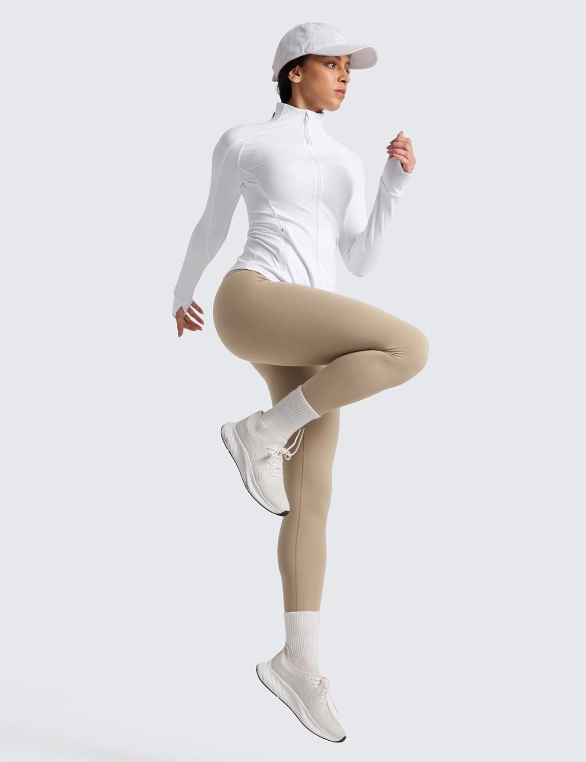 imageCRZ YOGA Matte Fleece Lined Leggings 25 Thermal Casual Lounge Workout Womens Yoga High Waisted Pants Winter WarmOak